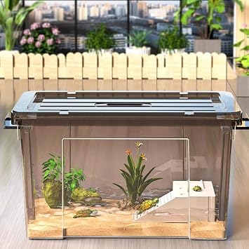 Turtle Breeding Aquarium, Large Plastic Aquarium, Large Tortoise Storage Case, Turtle Supplies, Tortoise House Turtle Cage, Lizard, Cage, Reptile Terrarium, Insect Breeding Case, Transparent