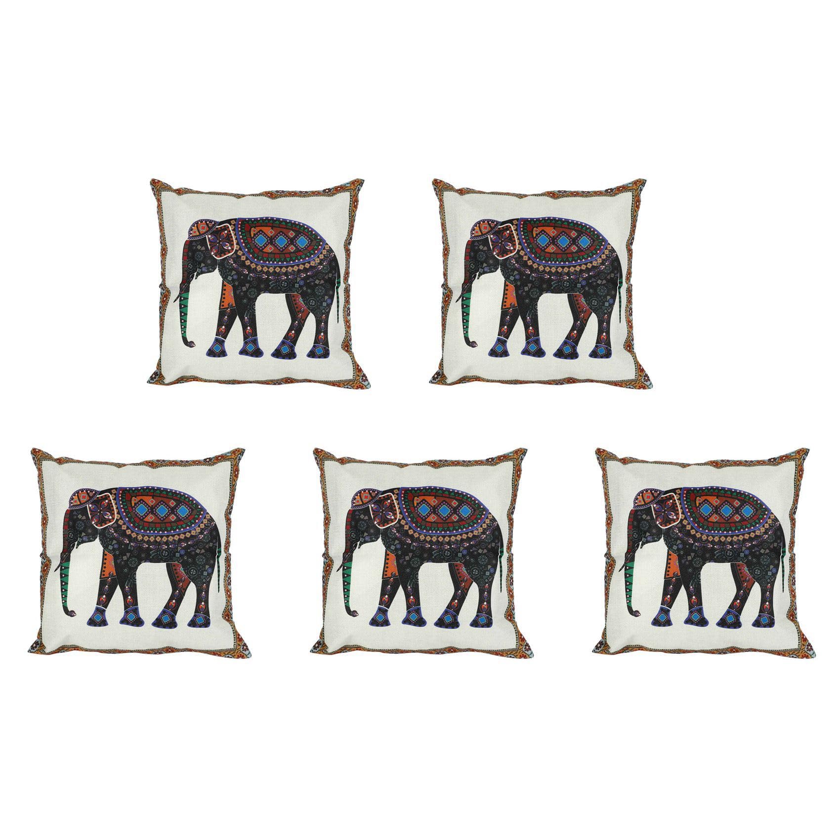 Hndhbfgrt 5X Indian Knitted Elephant Cotton Linen Throw Pillow Case Cushion Cover Decor