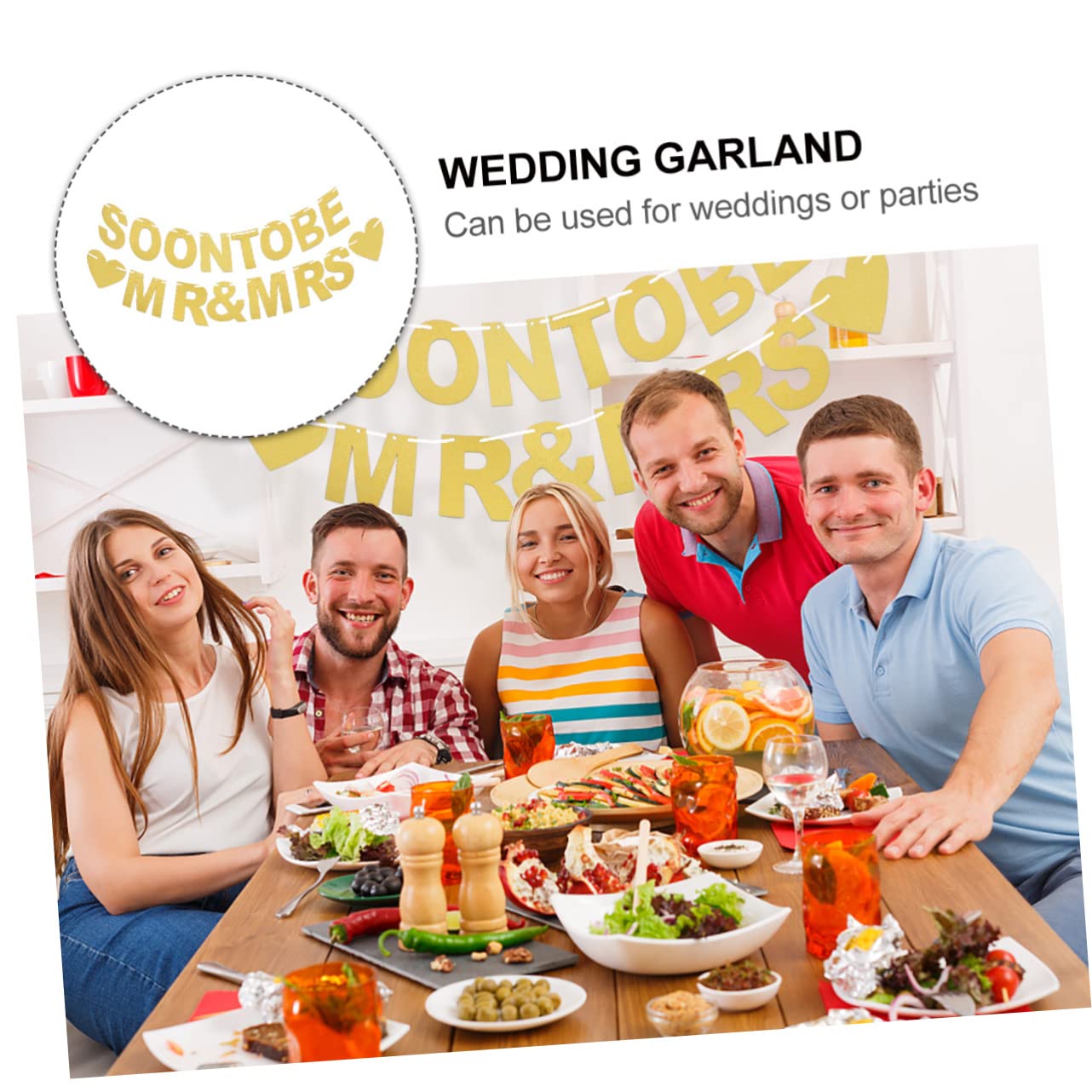 Ciieeo 3piezas Banderines De Fiesta Para Bodas Estilo Europeo y Americano Decoración Amarilla Brillo Para Fiestas y Eventos Especiales