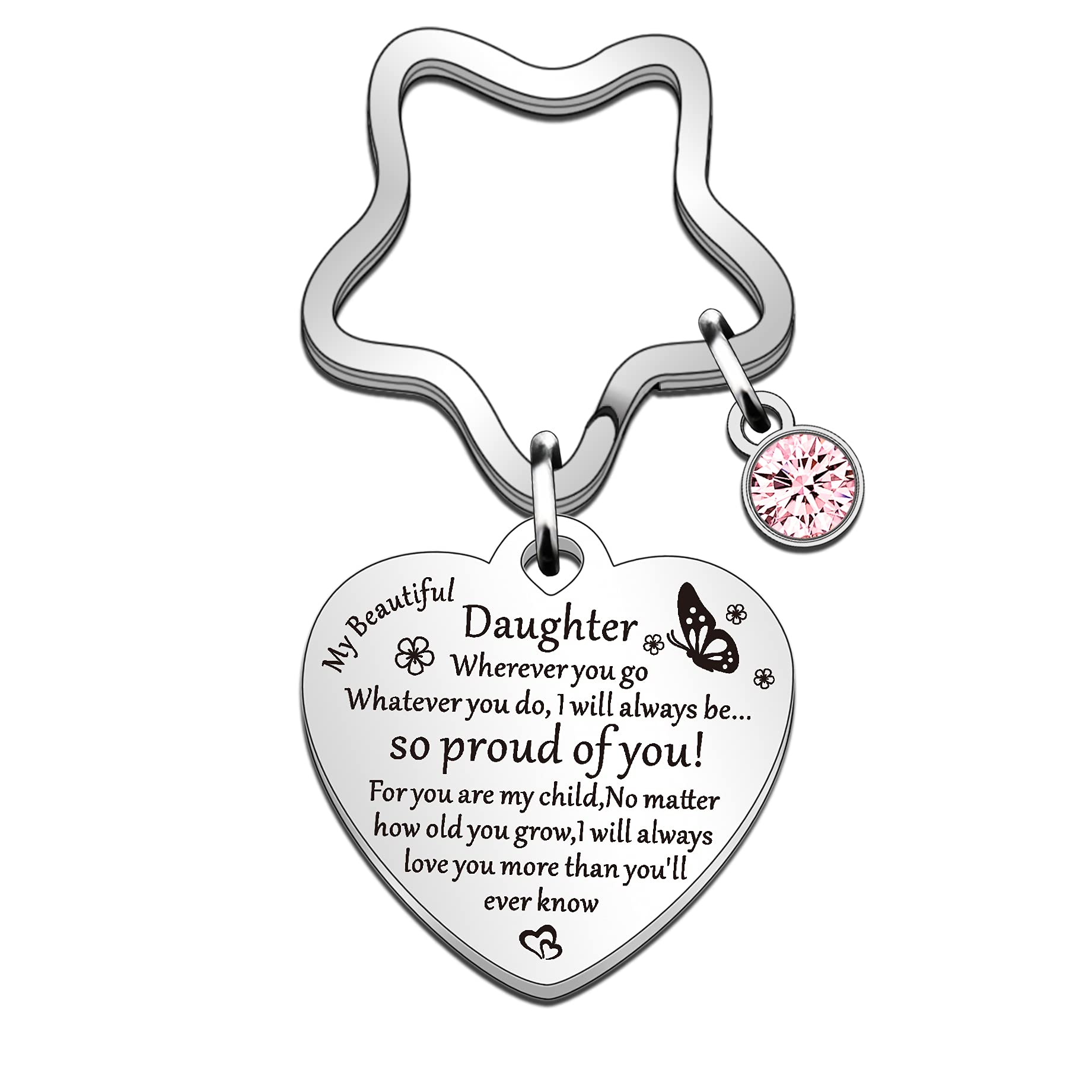 Portachiavi Personalizzato Per Figlia Da Mamma E Papà - 'My Beautiful Daughter' In Acciaio Inox - 5