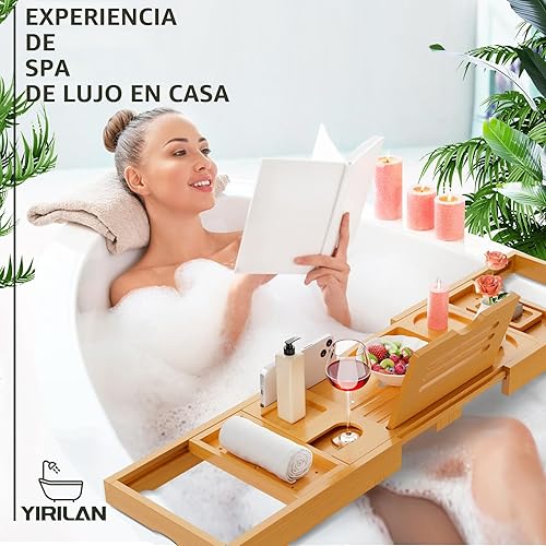 Miniatura 6 de Bandeja de bañera de alta calidad, bandeja de baño expandible, regalos únicos de inauguración de la casa, nuevo hogar, regalos de aniversario y boda