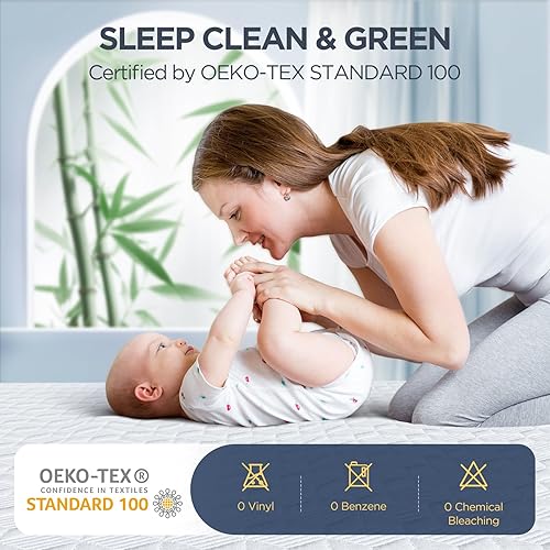 Miniatura 4 de Protector de colchón impermeable de alta calidad hecho de rayón de bambú de iones plateados, funda de colchón con infusión de plata para una mejor