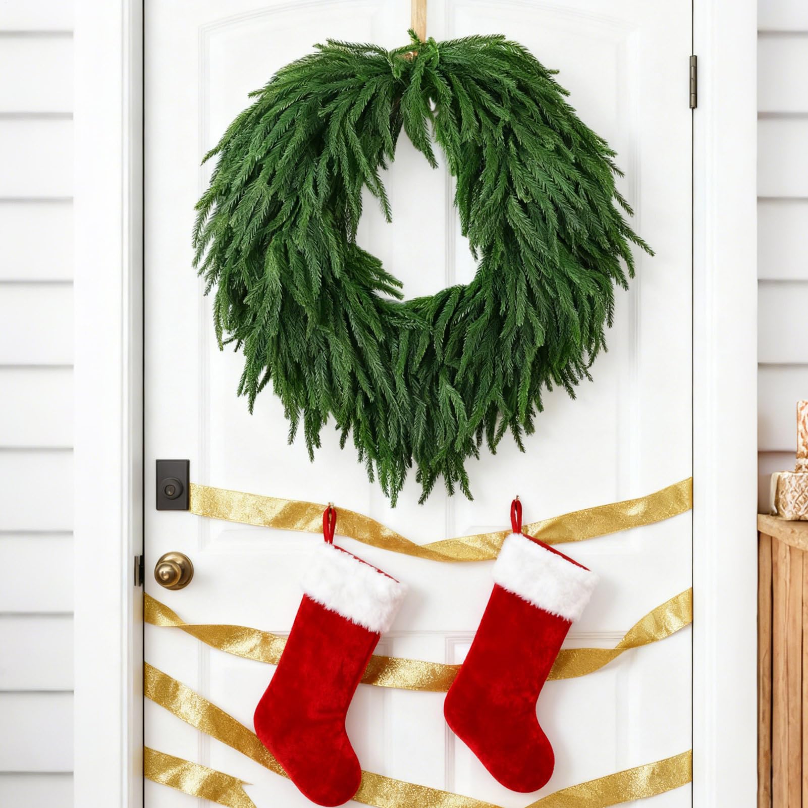 Künstlicher Kiefers Weihnachtskränze 60cm Große Türkranz Für Haustür, Tannenkranz Weihnachtsgirlande, Adventskranz Weihnachtsdeko Für Innen Und Außenbereich, Wand, Schaufenster, Kaminsims