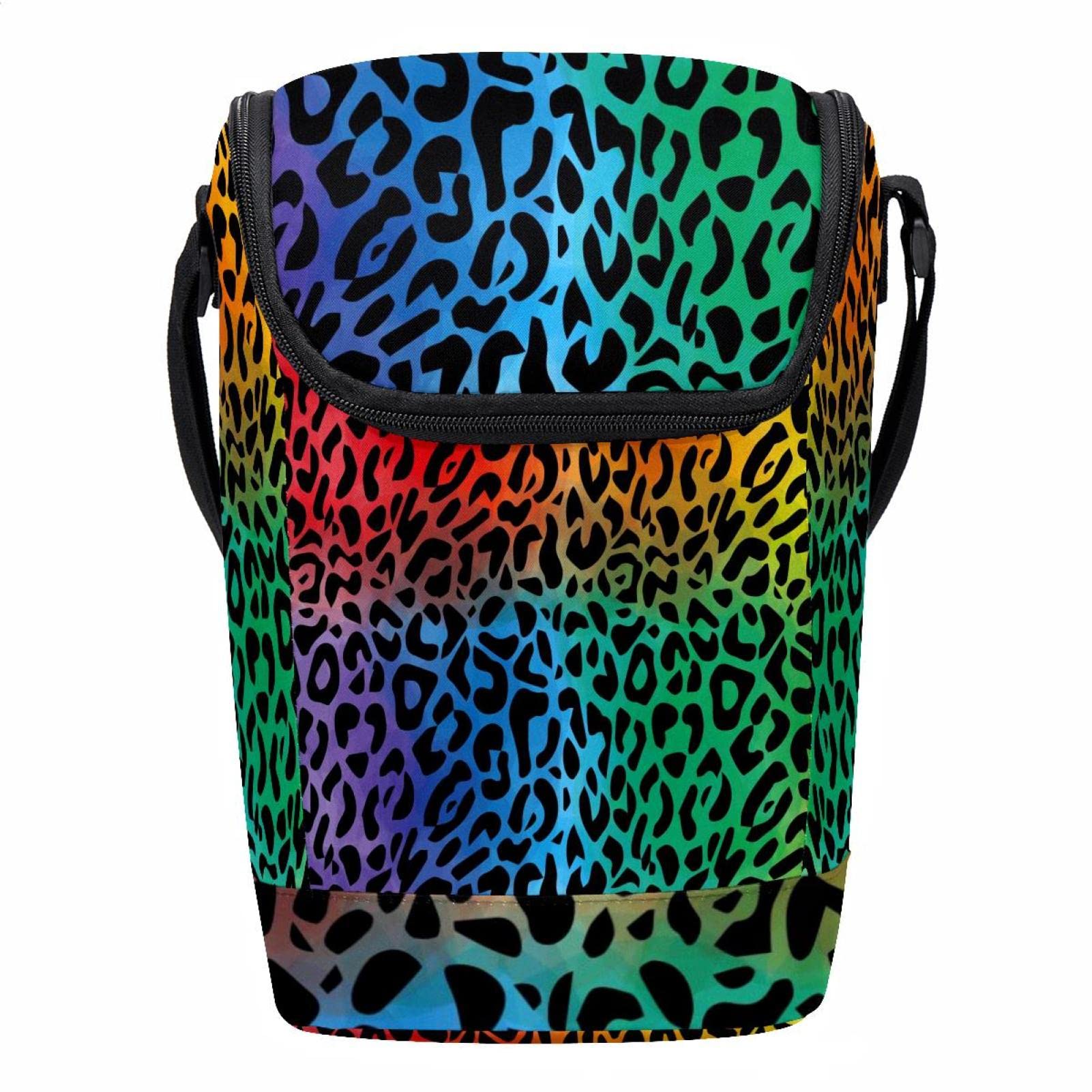 Bolsa de almuerzo de leopardo morado y verde para mantener tu comida ordenada