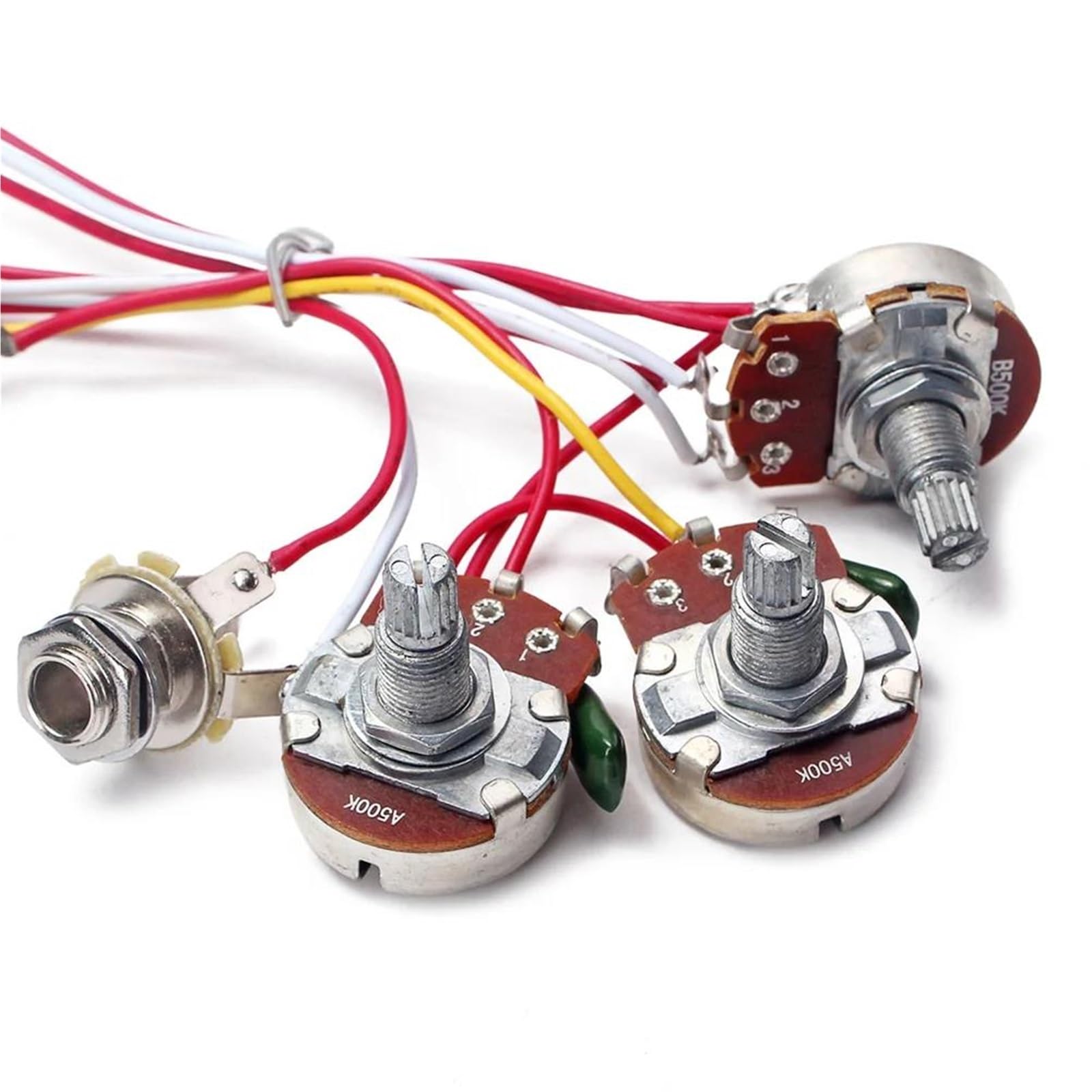 Arnés Cableado Guitarra Profesional Potenciómetro de 500k con arnés de cables para guitarra interruptor de palanca de 5 vías 1 volumen 2 tonos conector para potenciómetro