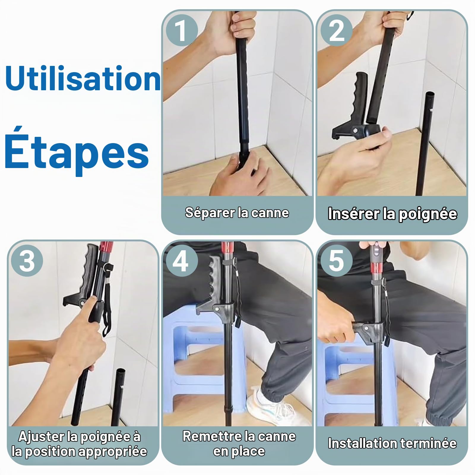 Béquille poignée support support support assist, support de béquille pour les personnes âgées, béquilles ou béquilles pour personnes handicapées, personnes âgées, personnes handicapées, convient pour