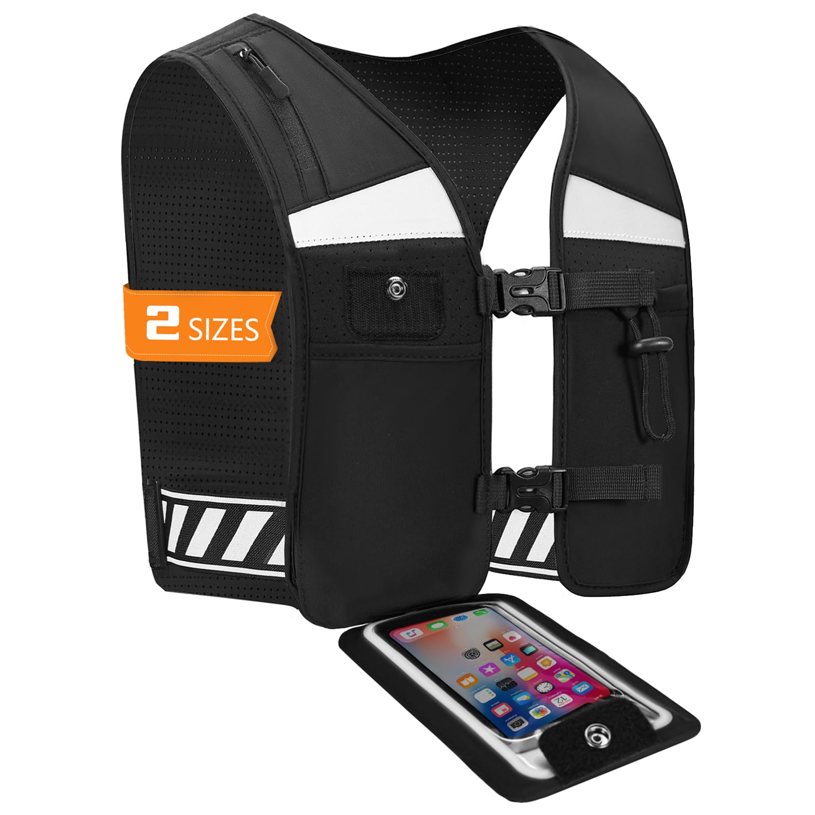 ONETOALL Gilet Running per Uomo e Donna, Running Vest Leggero e Traspirante, Zaino Trail Running per Porta Telefono Corsa con Multi-Tasche e Cintura Riflettente Regolabile, Sicurezza per Corsa