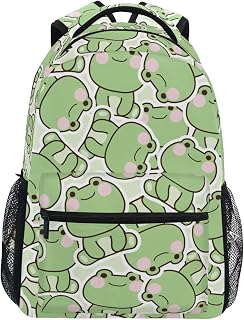 Cute Frog Sitting Pose Backpack For Girls Boys, Student School Bag Bookbag Travel Laptop Backpack Purse Daypack