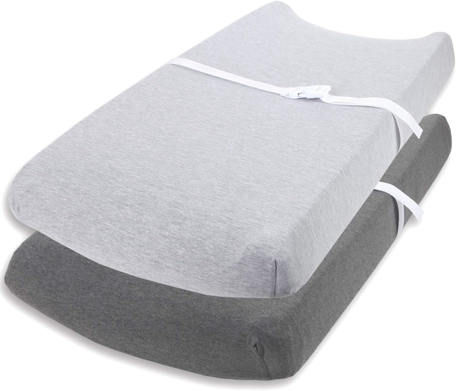 Cuddly CubsChanging Pad Covers – 2 Pack – Snuggly Soft Plush Cotton Changing Table Covers for Boy, Girl – Fits Perfectly on Summer Infant and Other 16 x 32 Baby Changing Table Pads – Heather GreyOEKO-TEX STANDARD 100