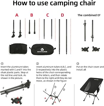 ROCK CLOUD 2-in-1 Portable Camping Chair Trekking Pole Folding Chairs Walking Sticks for Outdoor Camp Hiking Backpacking Lawn Beach Sports