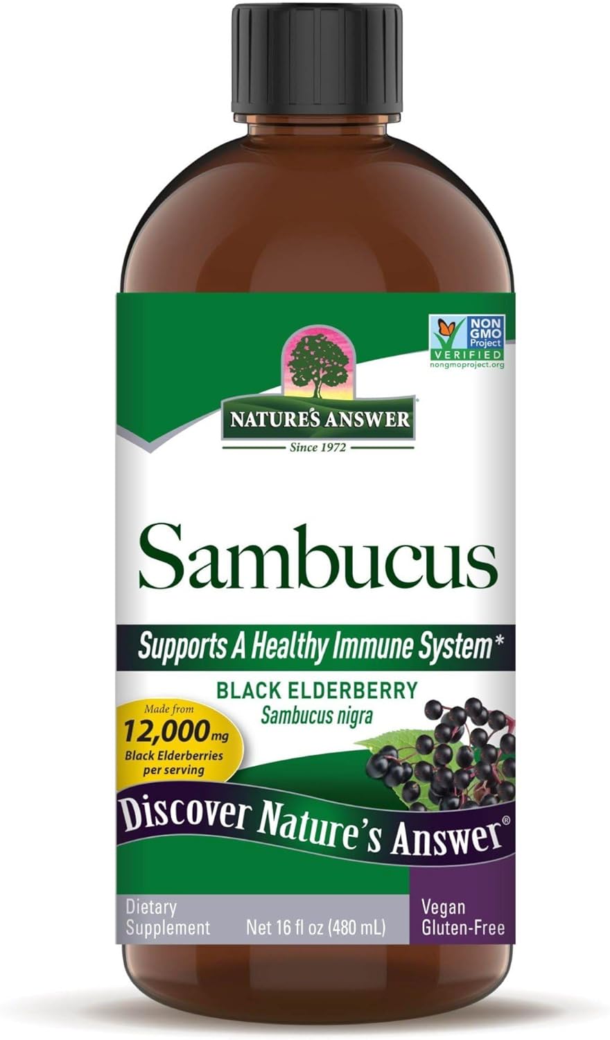 Nature's Answer Sambucus Elderberry Syrup 16 Ounce | Great Tasting Immune Support Supplement | Antioxidant, Vegan, Gluten Free, Made in USA | Single Count