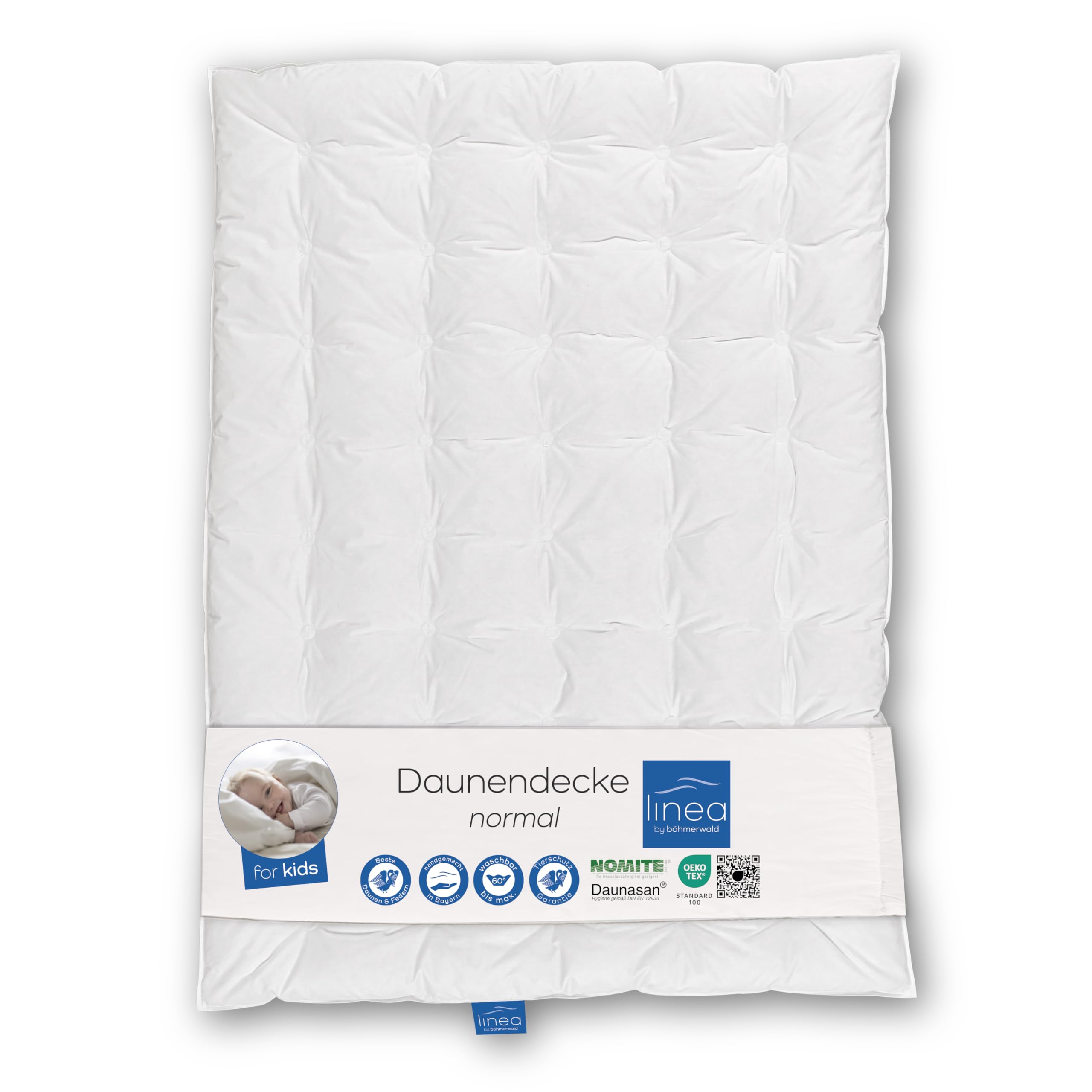 LINEA by Böhmerwald - Kids - Piumone, pesantezza Normale, 90% piumino/10% Piuma di Classe 1, 300 g, Anallergico, Lavabile Fino a 60 °C, Prodotto in Germania, 100 x 135 cm