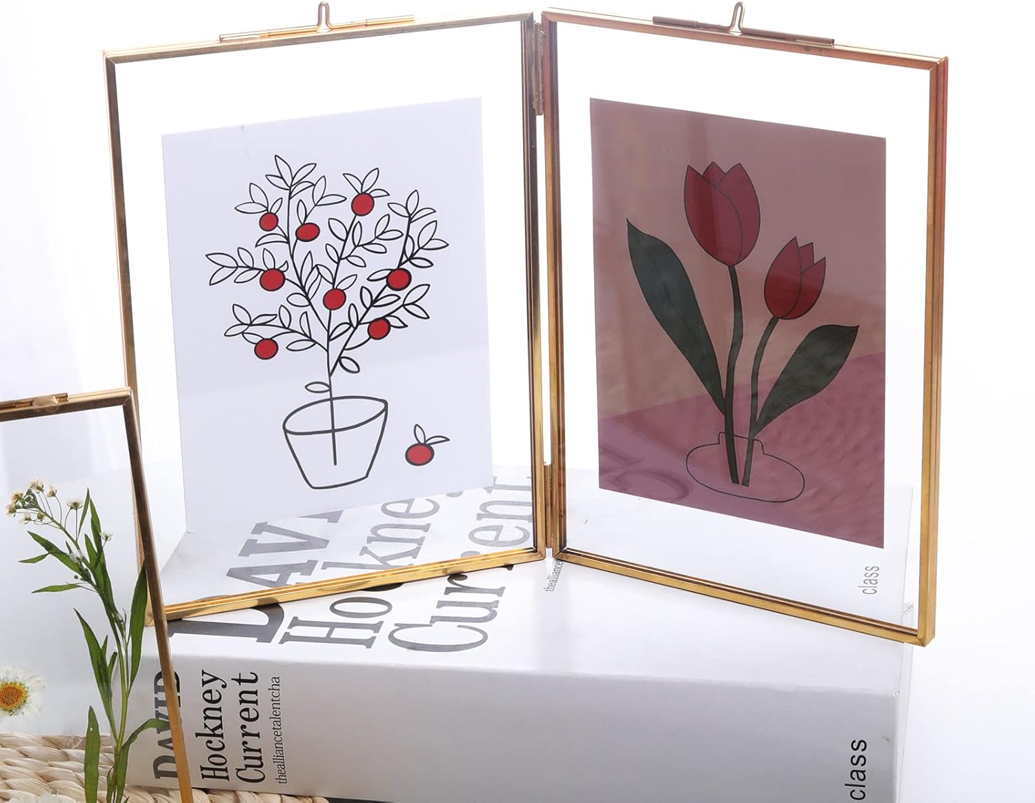 Buy LONGWIN 8x10 Gold Brass Hinged Picture Frames Double Folding Photo