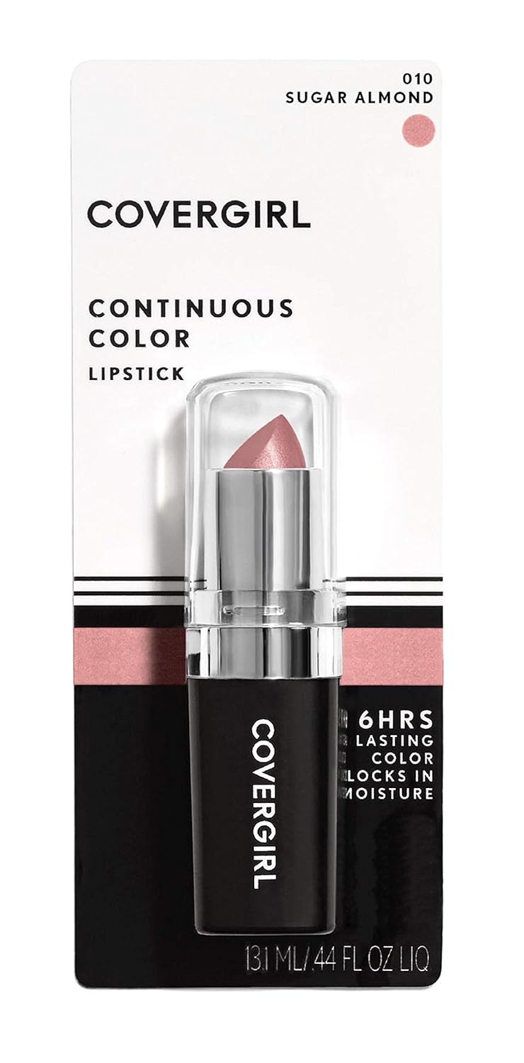 Covergirl Continuous Color Lipstick, 010 Sugar Almond, 0.13 Oz, Pack of 2 (Packaging May Vary)
