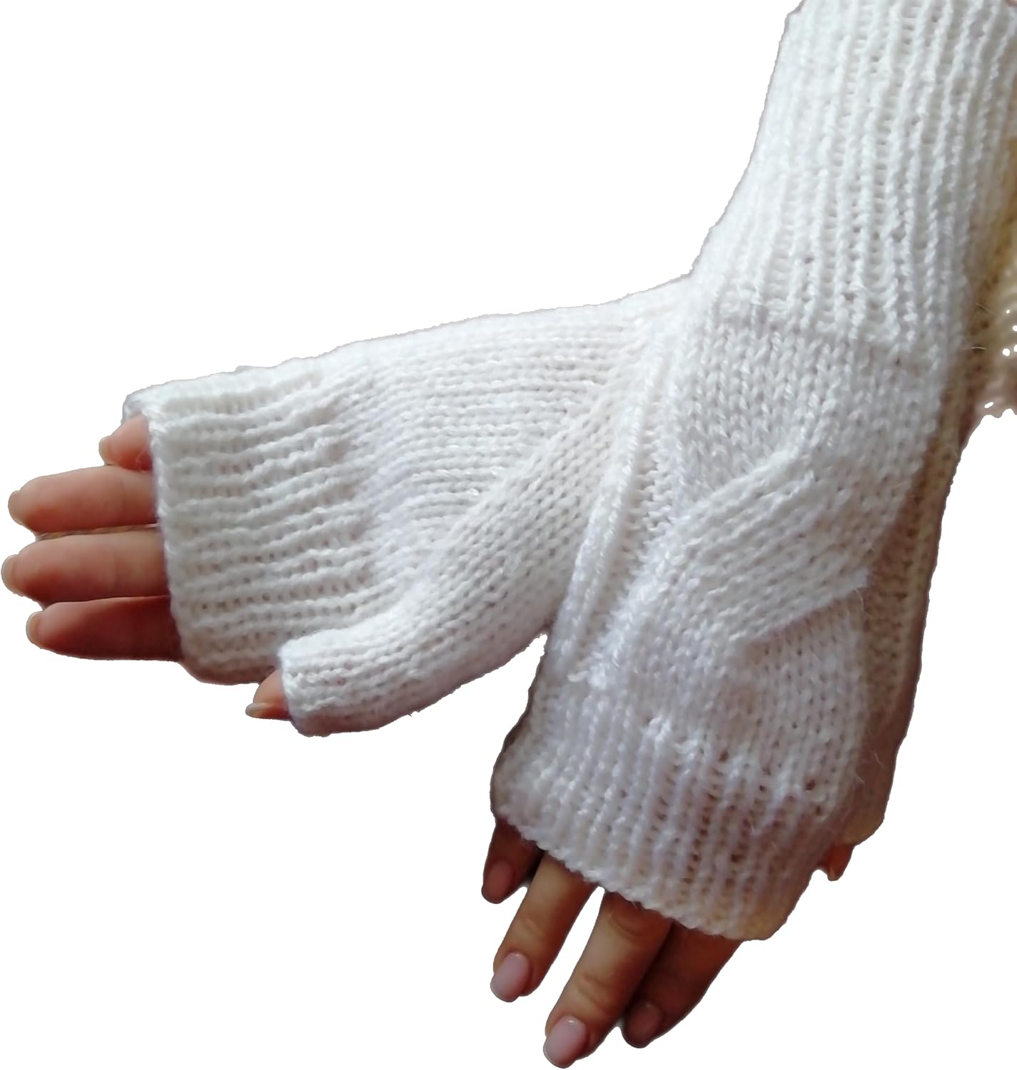 Mittens Soft Warm Fingerless Gloves Women Cozy Winter Cable Knit Hand Warmers Hand Knitted Cold Weather, Typing, Texting