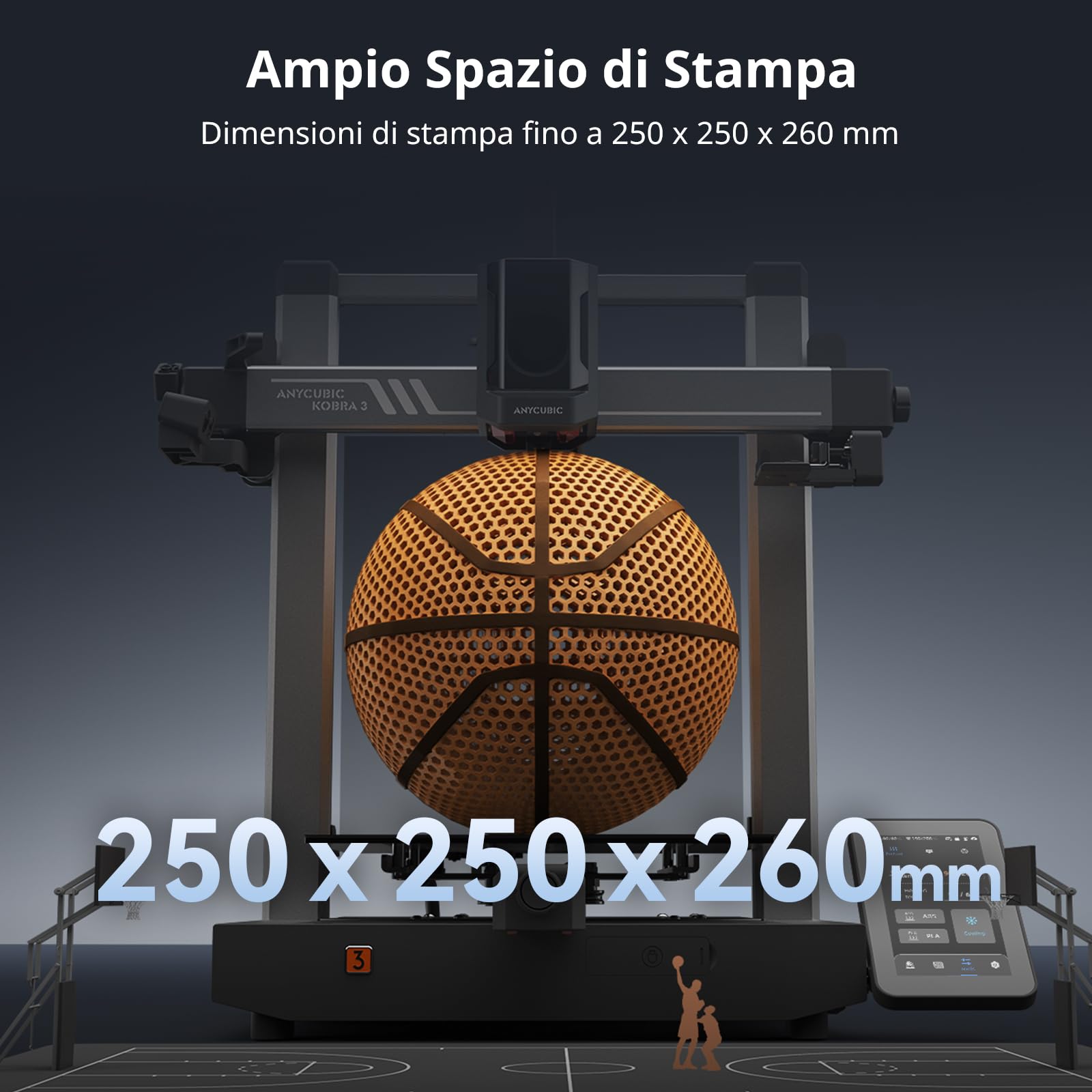 ANYCUBIC Kobra 3 Combo Stampante 3D Intelligente per la Stampa Multicolore (da 4 a 8 Colori), Stampante 3D FDM ad Alta Velocità di 600 mm/s, Grande Volume di Stampa 250 * 250 * 260mm