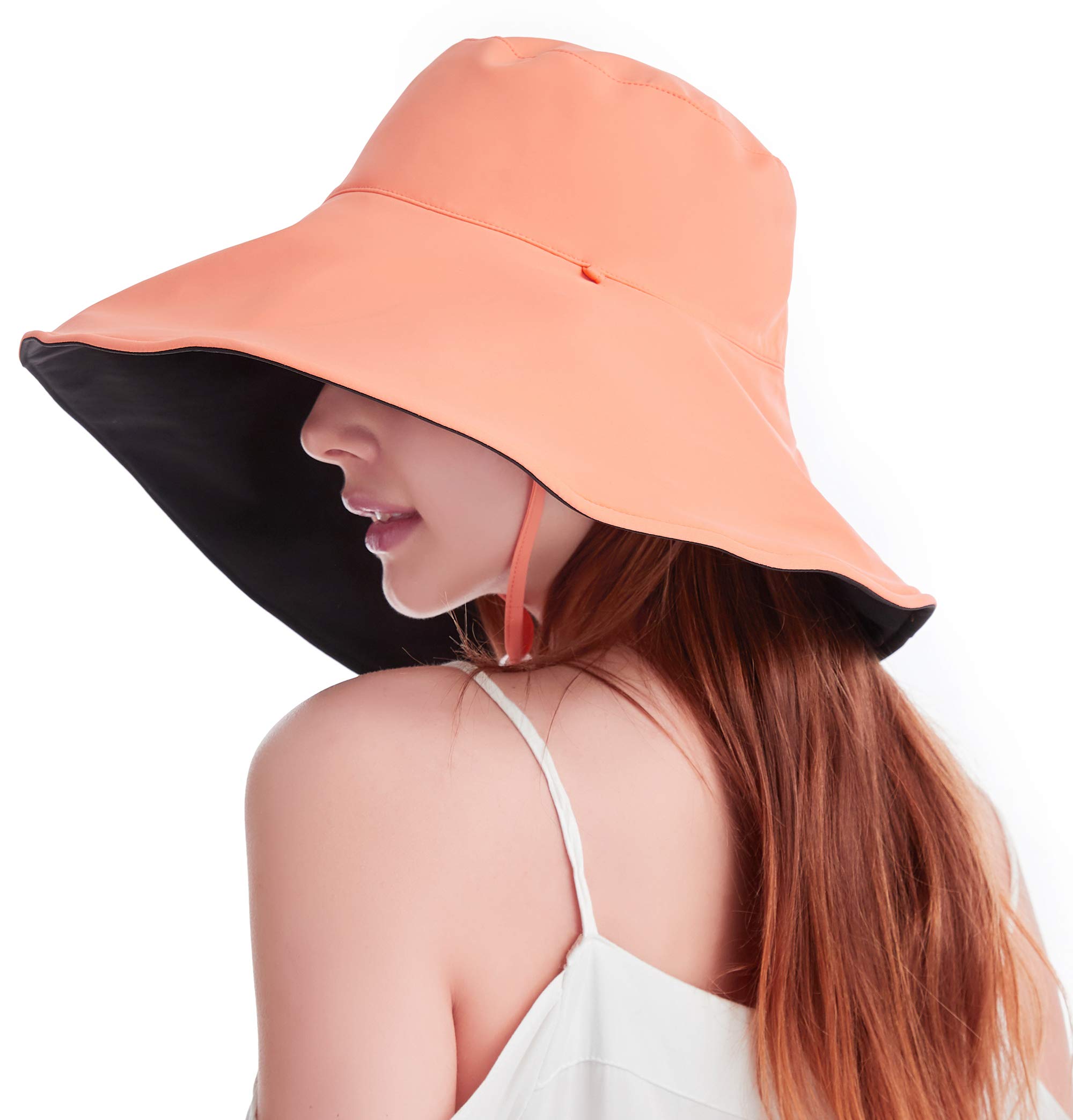 icolor Women's Sun Hat,Reversible Bucket Hat,6" Wide Brim UV Sun Protection,Packable Summer Travel Beach Sun Cap