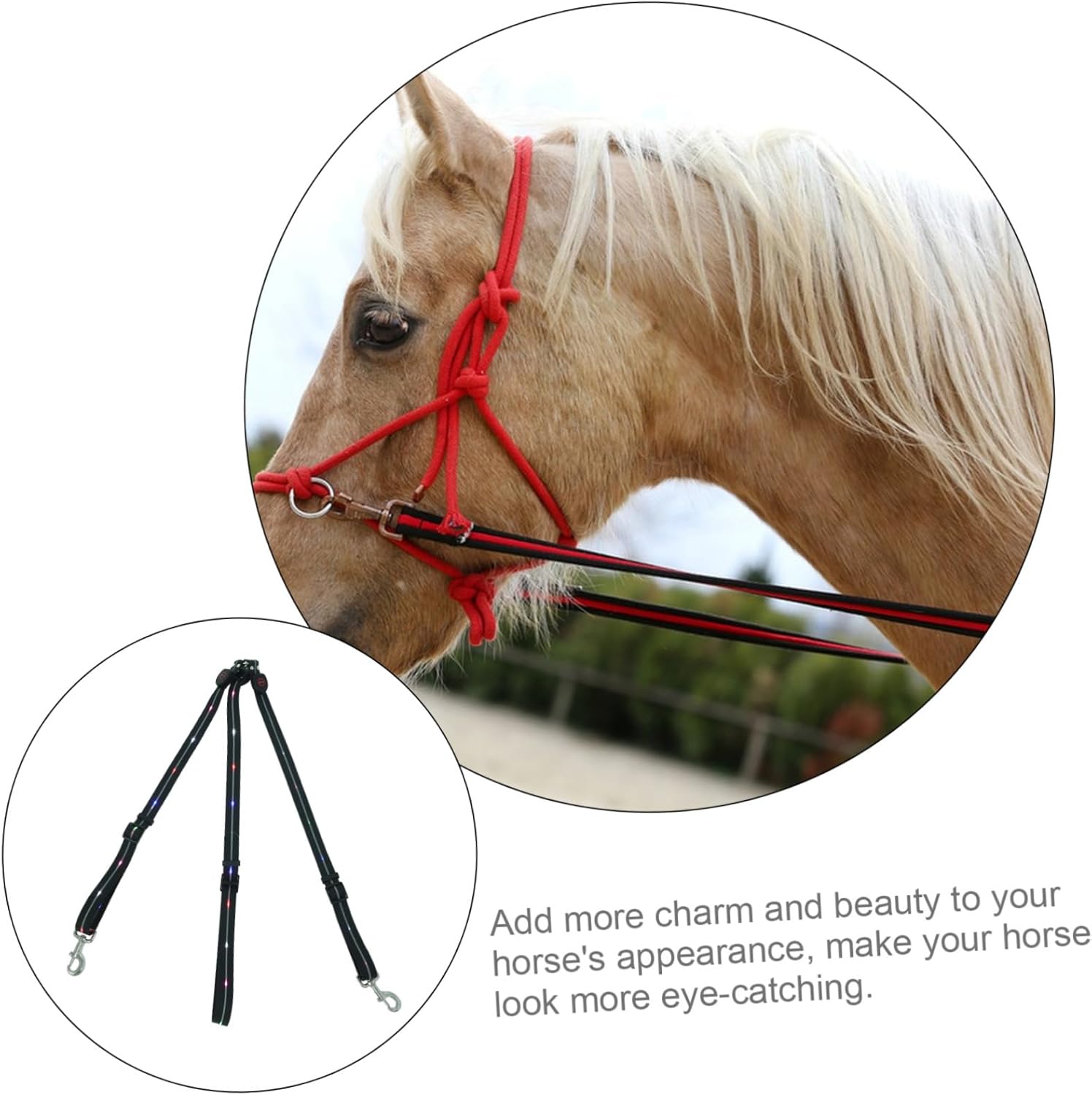 YARNOW Equestrian Lunge Line Colors Flashing Modes Horse Breastplate for Training Random Style