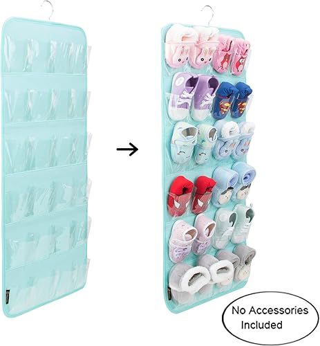 Miniatura 2 de PACMAXI Organizador de zapatos sobre la puerta para 12 pares de zapatos de bebé niños y niñas, organizador de zapatos de bebé colgante con colgador