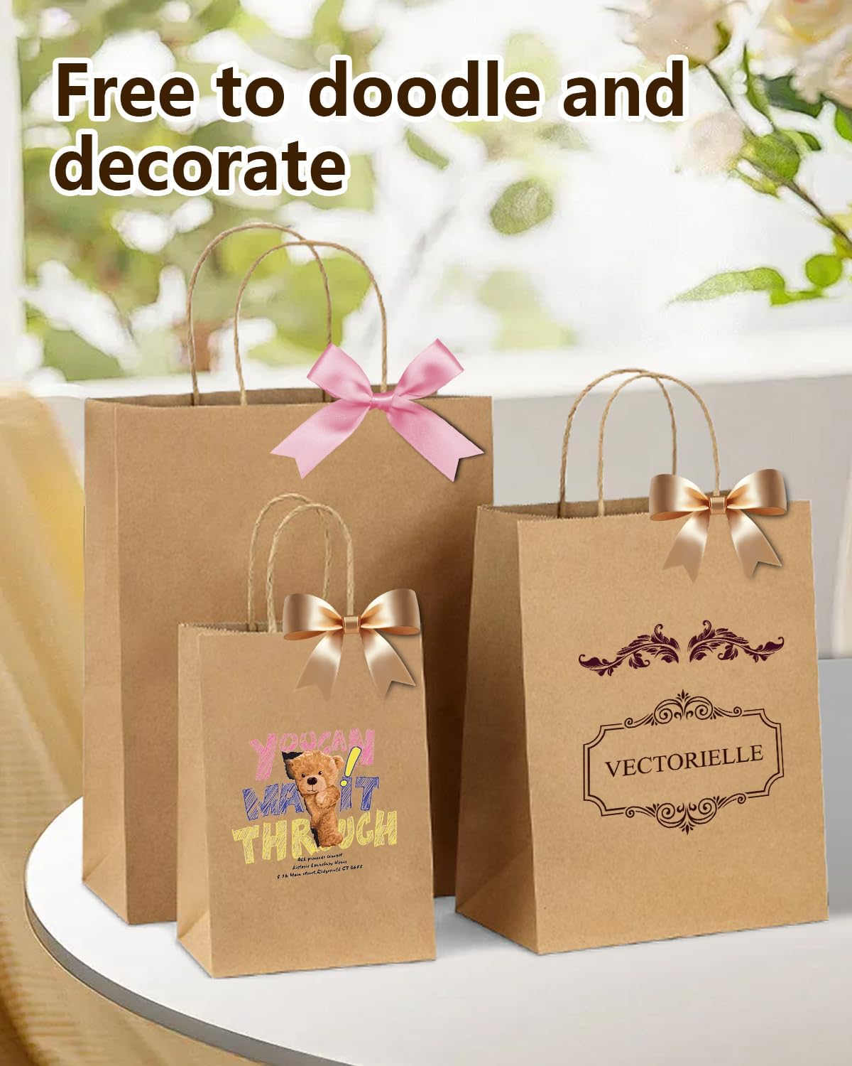 Amazingcraft Gift Bags 8x4.25x10.5 100Pcs Brown Paper Bags with Handles Bulk for Wedding, Party Favor, Grocery, Shopping, Retail, Merchandise Medium Kraft Paper Sacks - Image 6