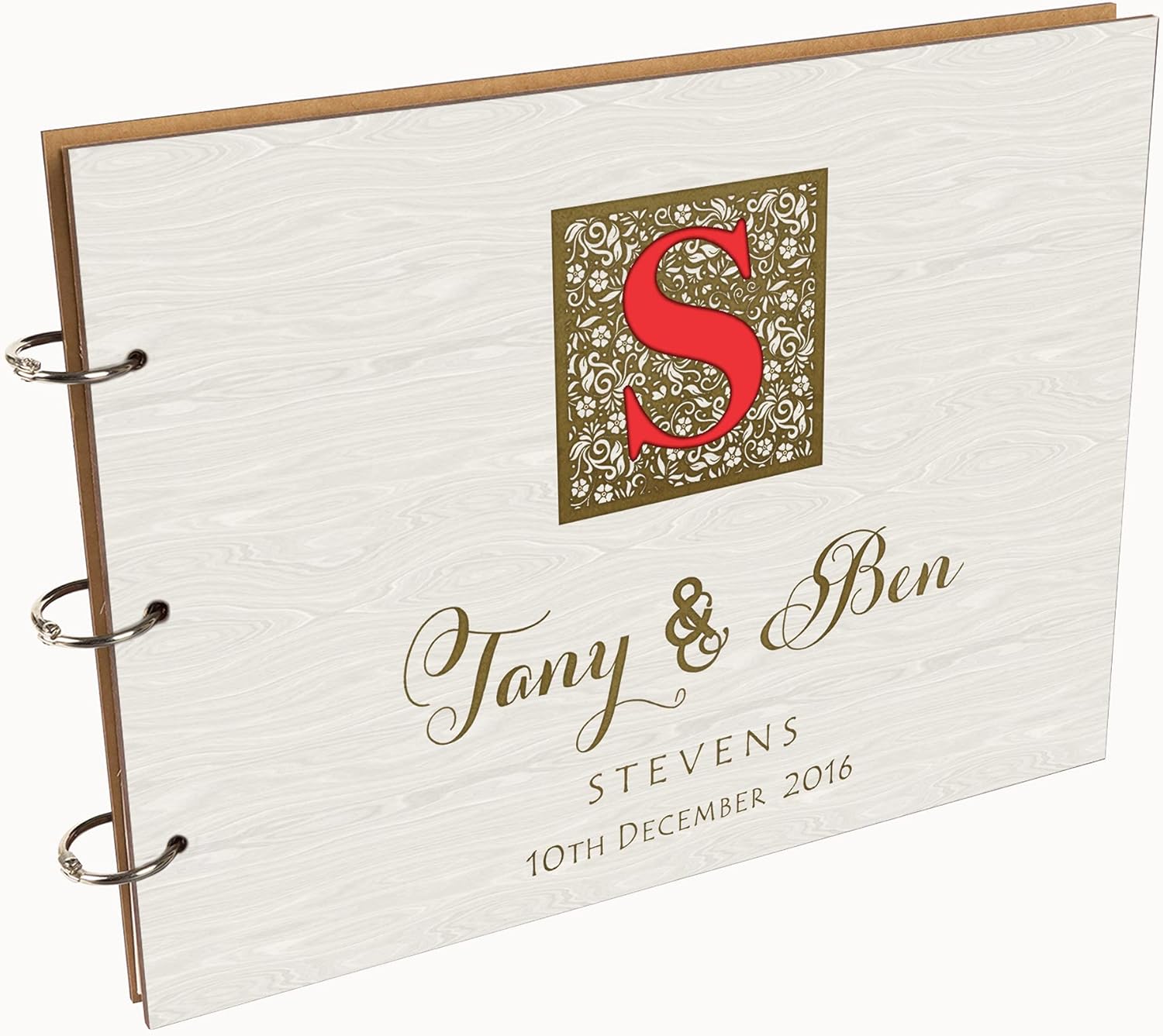 Darling Souvenir Personalized Engraved Laser Cut Wedding Guest Book Wooden Cover Sign-in Book Registry Guestbook Scrapbook-QM