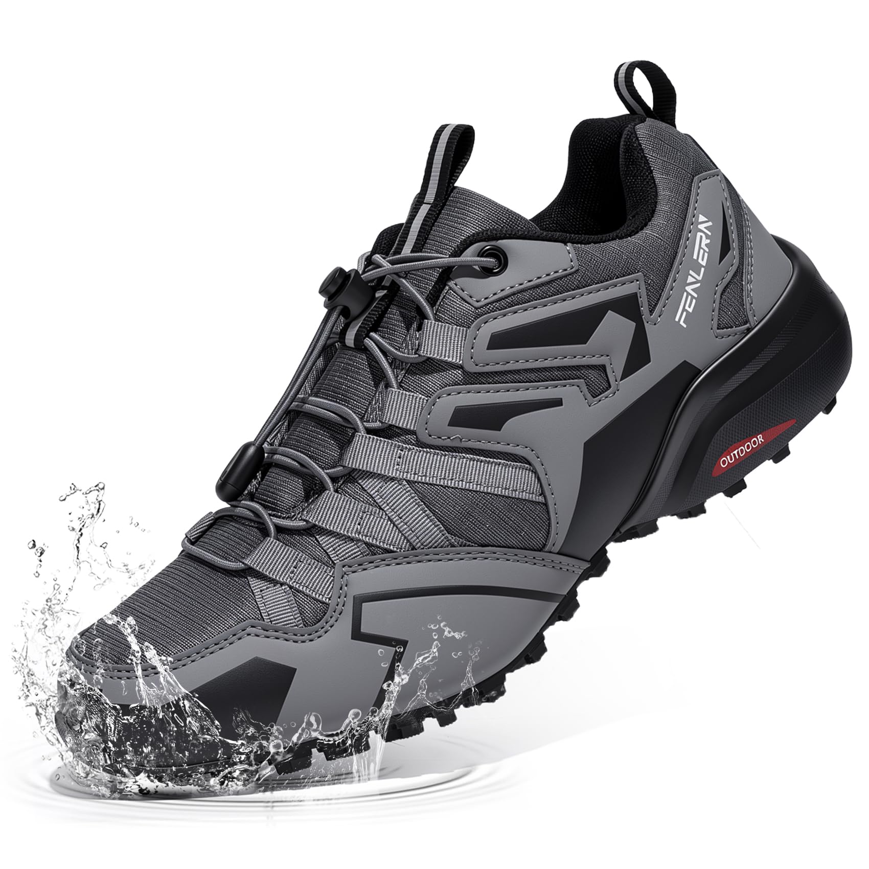 Men's Trail Running Shoes Waterproof Hiking Sneakers(13 Men Wide,Grey)