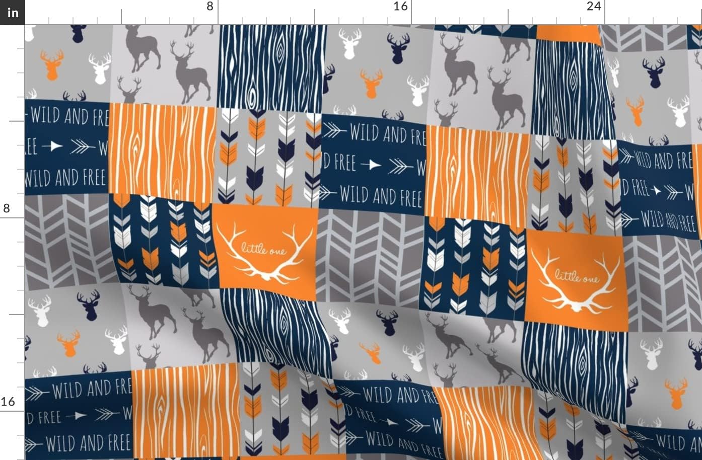 Spoonflower Fabric - Broncos Orange Navy Gray Baby Boy Quilt Deer Sfaut15 Printed on Organic Cotton Sateen Fabric by The Yard - Sewing Quilting Apparel Home Decor