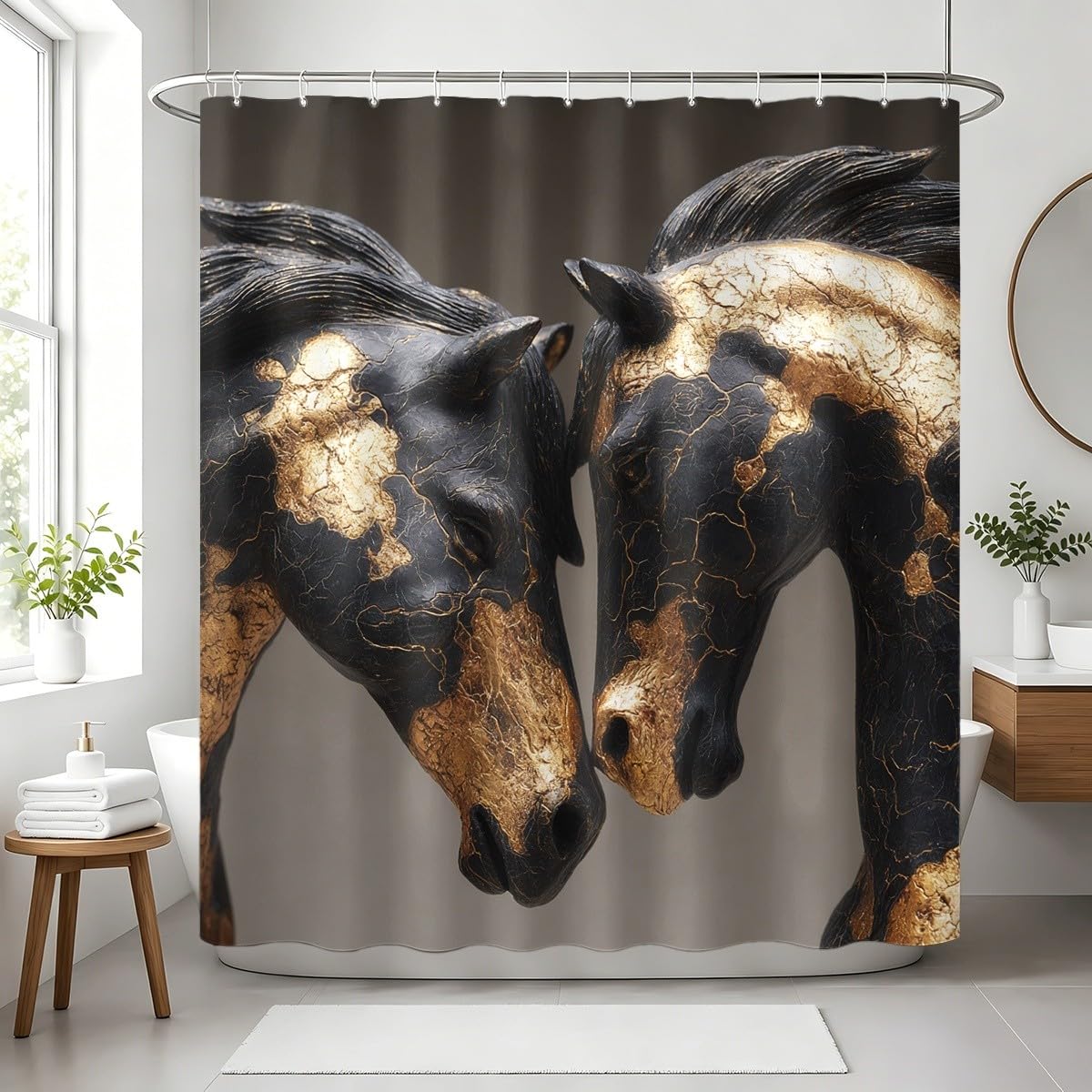Generico Tenda Doccia 240x200 cm Grigio Antimuffa e Impermeabile Poliestere