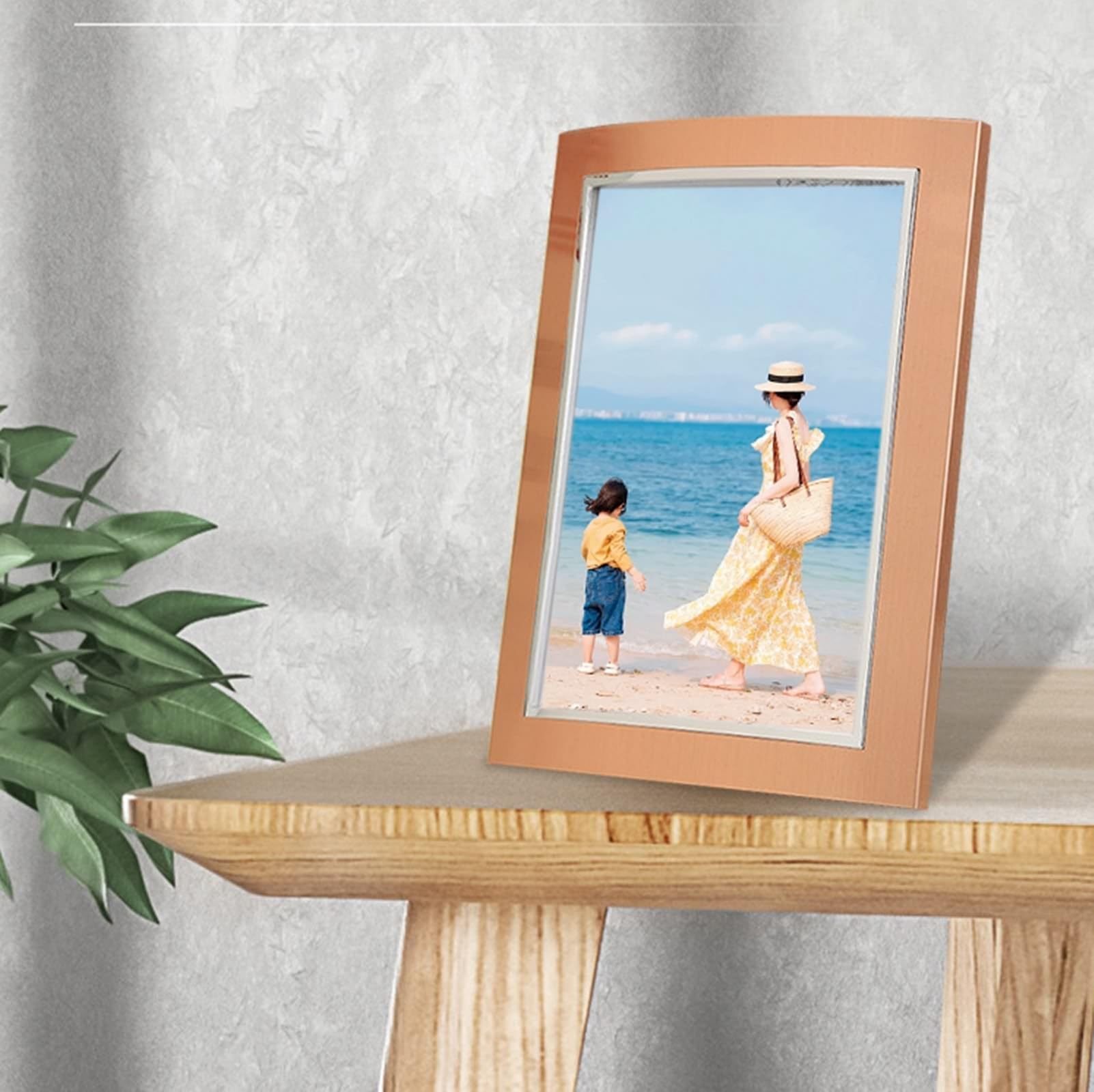 Fotorahmen Kaffee, Fotogröße 15x20 CM Tischplatte Picture Frame mit Passepartout Horizontal/Vertikal, Rechteck Kratzfestes Portraitrahmen Metall für Wohnzimmer, Schlafzimmer