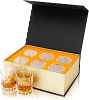 Vista 2 de KANARS Juego de Vasos de Whisky de Cristal de 6 - Vasos Rock de 10 Oz en Elegante Caja de Regalo - Vaso Tumbler de Bourbon para Cumpleaños