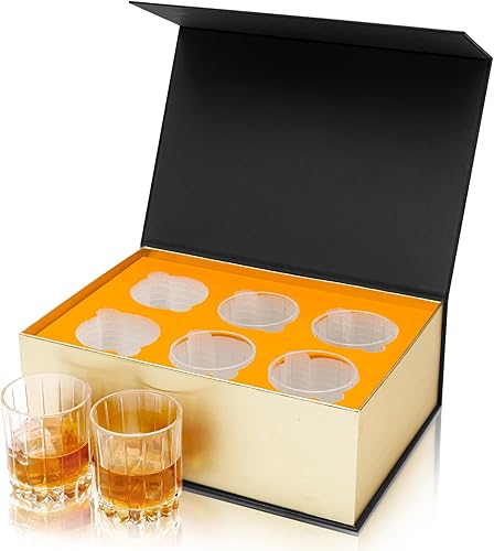 Miniatura 2 de KANARS Juego de vasos de whisky de cristal de 6 a 10 onzas en elegante caja de regalo, vaso de vidrio de bourbon para cumpleaños, aniversario de