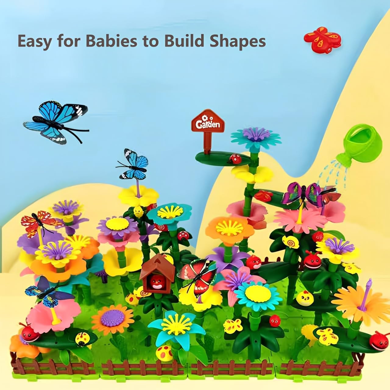 LITTLECUCU Flower Garden Building Toy Set - 192 PCS Kids Garden Toys for 3 Year Old Girls, Creative Construction Toys for 3 Year Olds, Educational STEM Toy for Toddlers Age 3-5 - Image 2