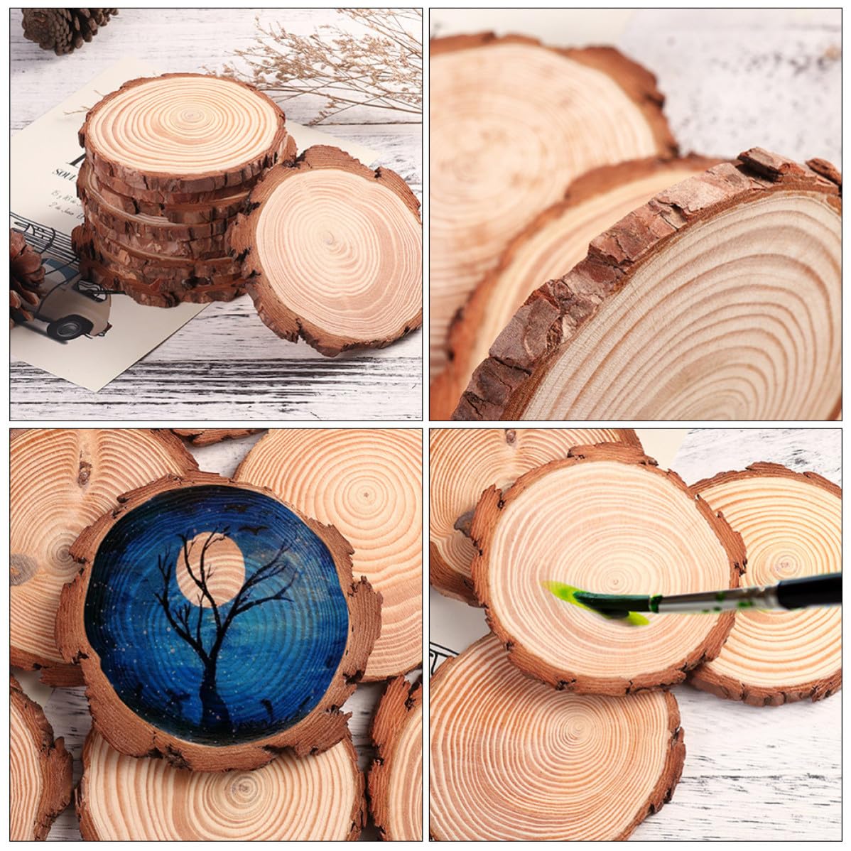 12 Piezas Rodajas de Madera Natural Redondas para Manualidades