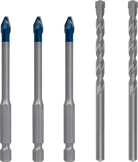 Bosch Professional 5 pc. Expert HEX-9 HardCeramic Drill Bit Set (for Roof tiles, Tiles, Ø 6 mm, Accessories Rotary Impact Drill)