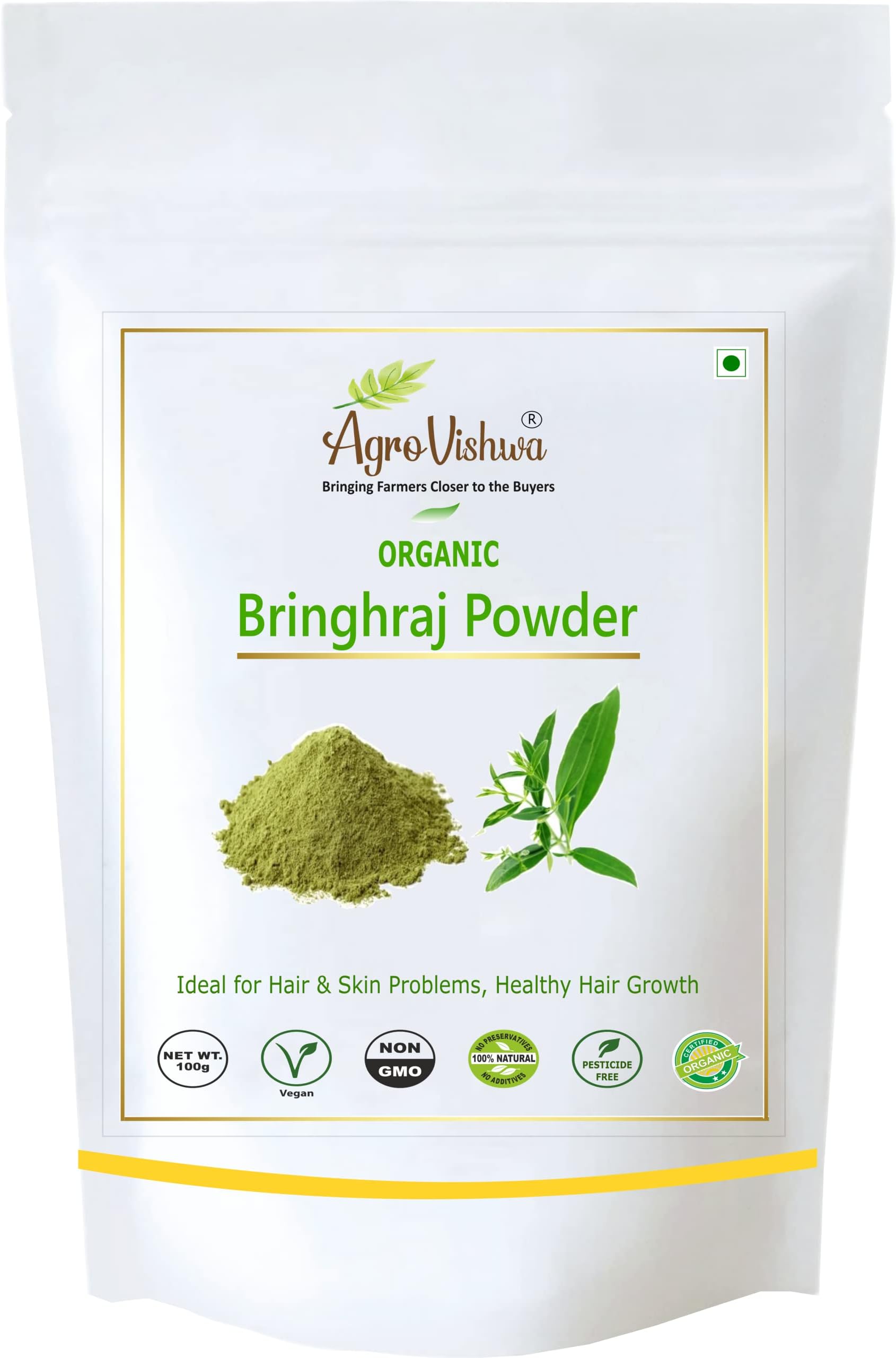 Organic Bhringraj Powder| For Hair Care | Natural Hair Conditioner| Promotes Healthy Scalp | Hair Growth | Shining |Hair Mask for Hair Loss| Hair Fall | Premium Quality Powder-100g