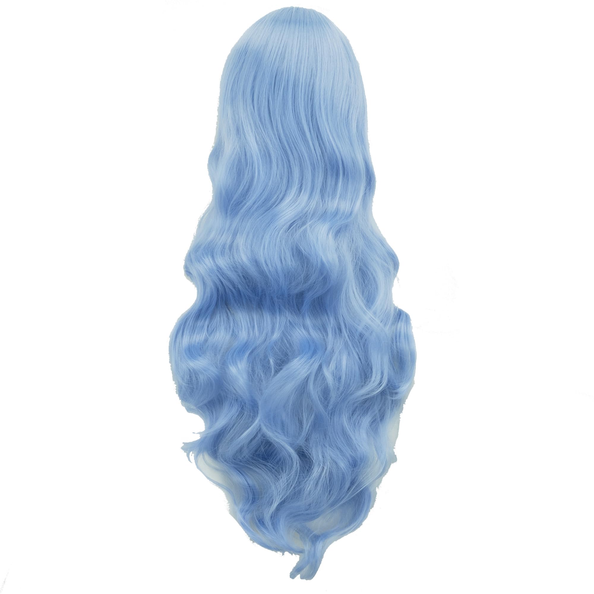 IMISSU 80cm Long Curly Natural Hair Cosplay Wig with Bangs Colorful Halloween Costume Party Wigs for Women (Elf Blue) - Image 3