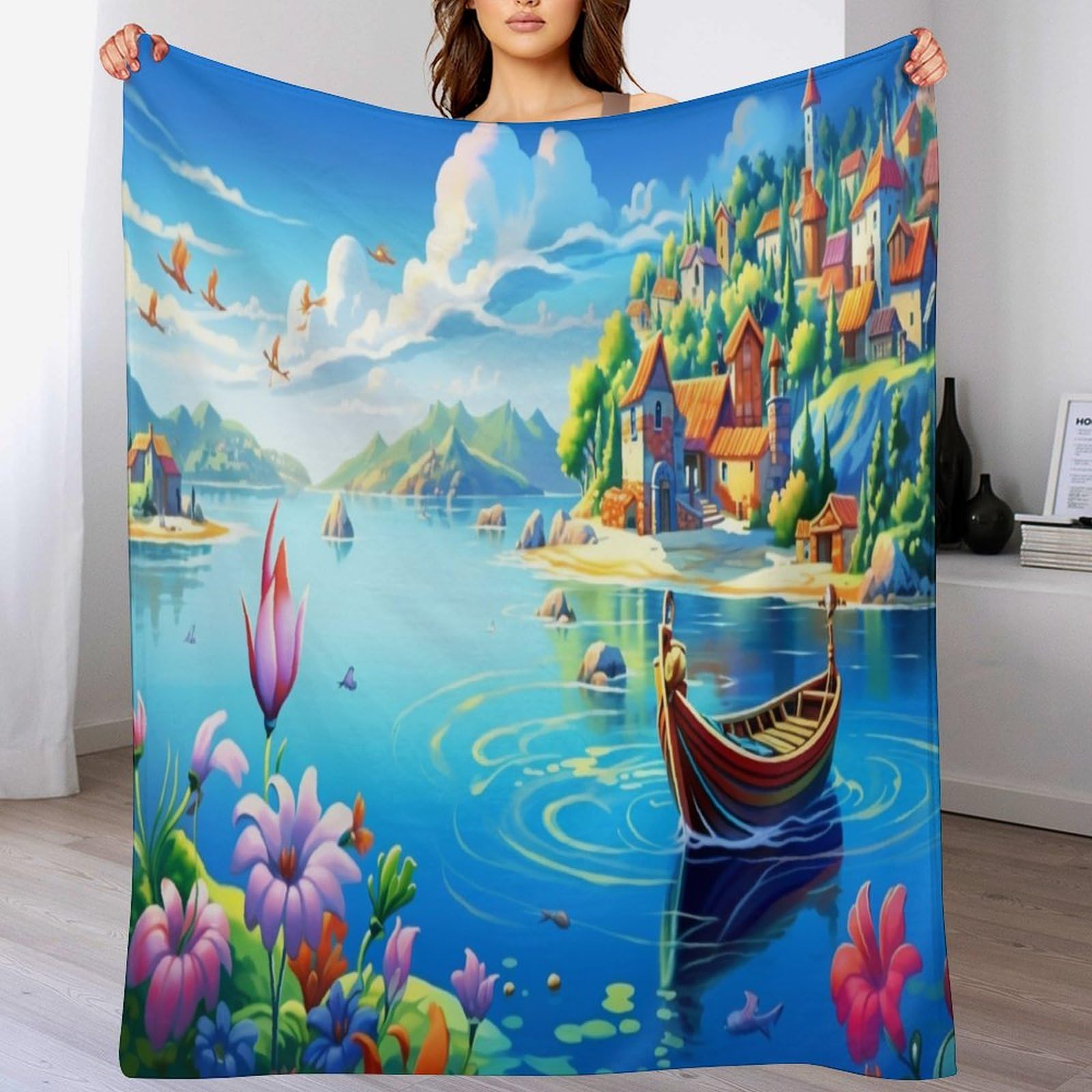 Couverture canapé chaude Holiday Bay en flannel douce de salon | 150x200cm