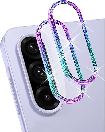 2 Set for Samsung Galaxy A26/ A36/ A56 5G Camera Lens Protector Bling, 9H Tempered Glass Camera Cover Screen Protector Metal Ring Decoration Accessories [1 Step Installation Tray] Bling-Color