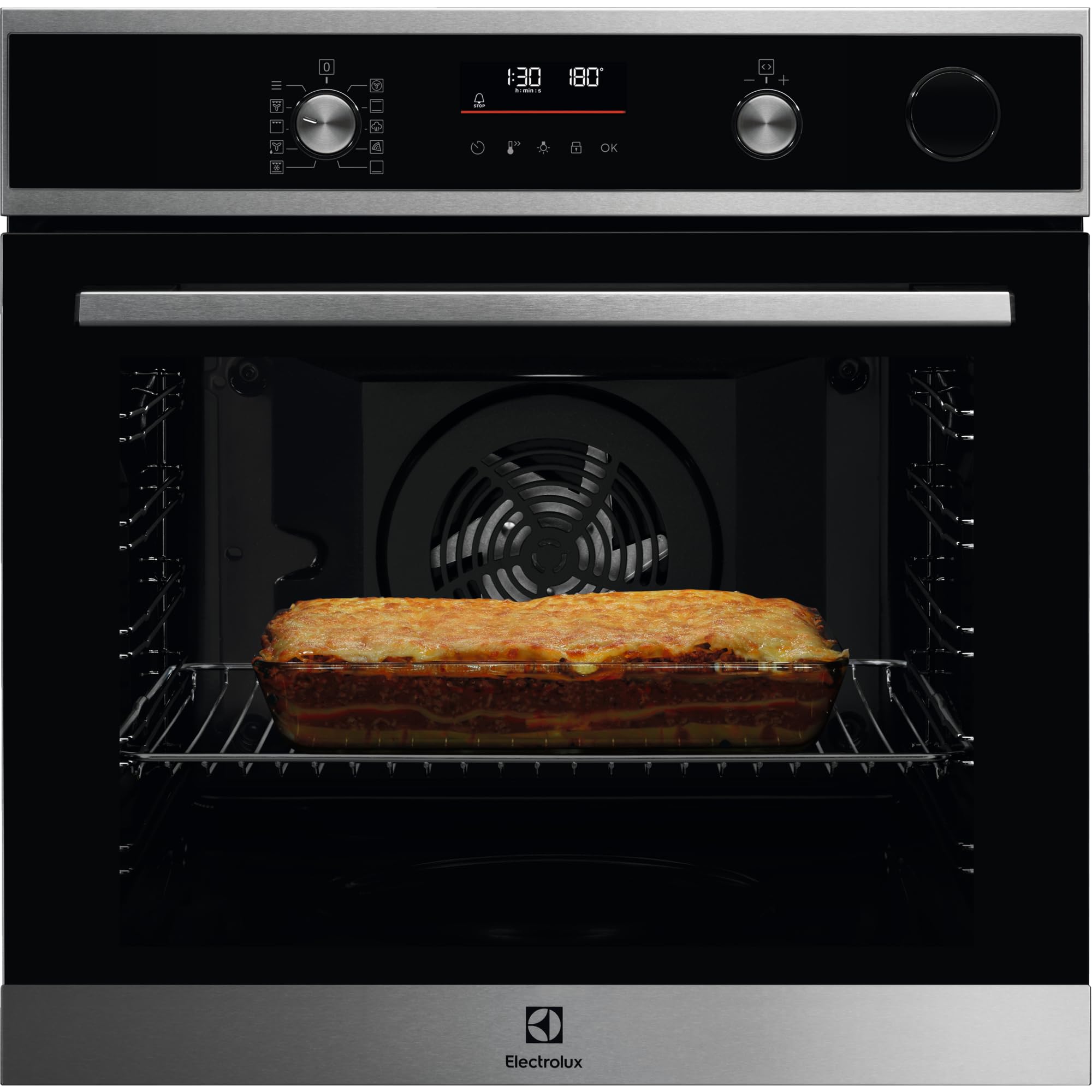 Electrolux Forno a vapore EOC6H77X, Serie 600, 60 cm da Incasso, SenseCook con SteamCrisp, Funzione Aqua Cleaning, Funzione Pizza, Capacità 72 L, Display LED, Riscaldamento Rapido