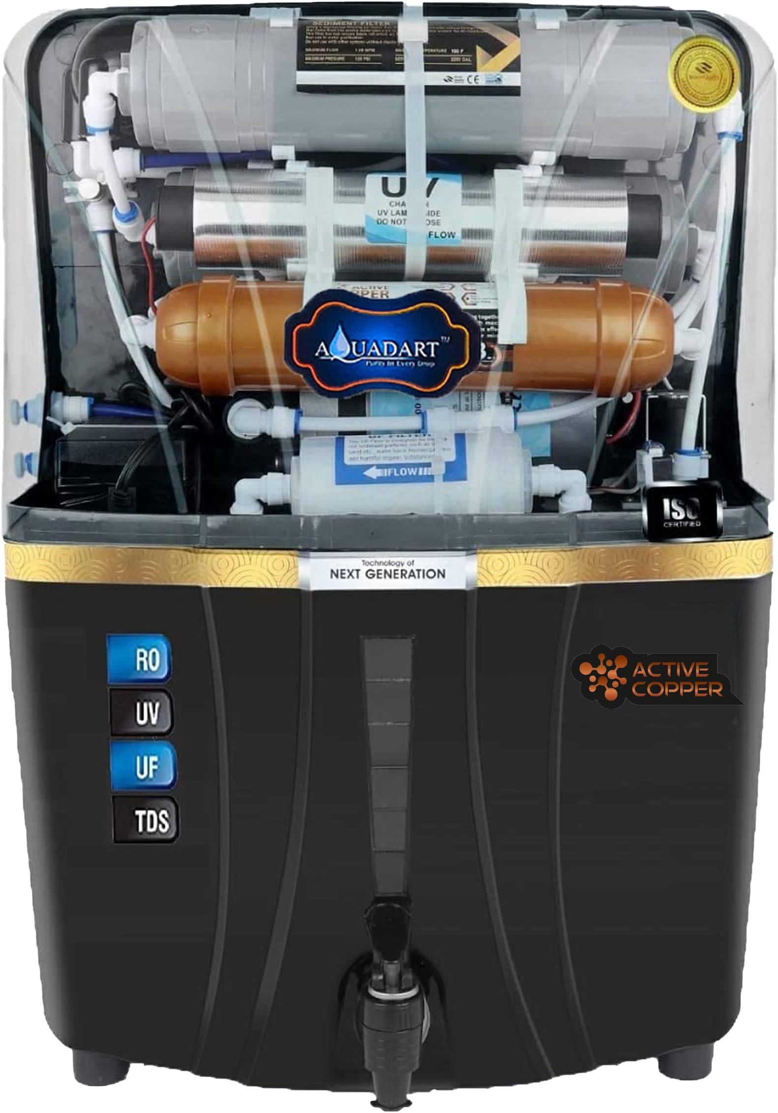 Copper RO Water Purifier | 12 L | RO+UV+UF+ Active Copper+TDS Control+UV | Purified Water with Goodness of Copper