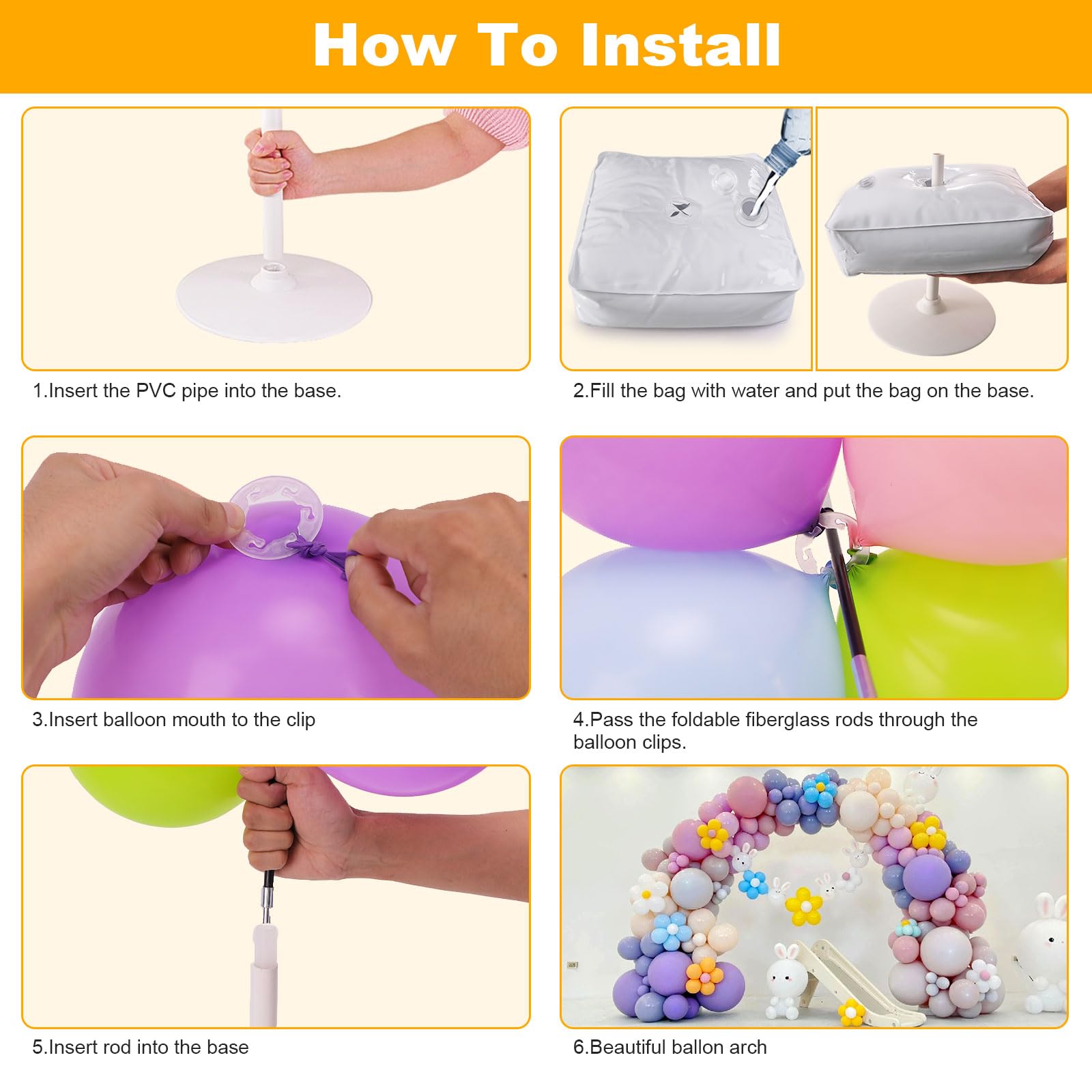 PlusFive Kit per arco per palloncini, altezza 20.5 m e larghezza 10.5 m, set di supporto regolabile con base riempibile ad acqua, per decorazioni per matrimoni, feste di compleanno
