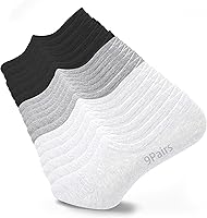 MoHern 9 Pairs Women's No Show Socks - Non-Slip Low Cut Ankle Socks Size 6-10, 3 Colors, Invisible in Sneakers & Loafers