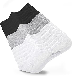 9 Pairs No Show Socks Womens, Low Cut No Show Socks Size 6-10, 3 Colors Flat Socks for Women