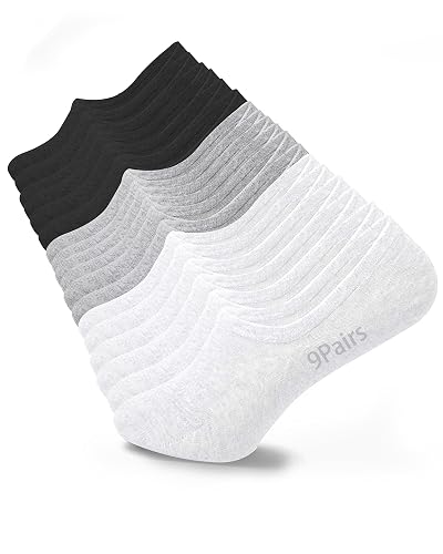 9 Pairs No Show Socks Womens, Low Cut No Show Socks Size 6-10, 3 Colors Flat Socks for Women