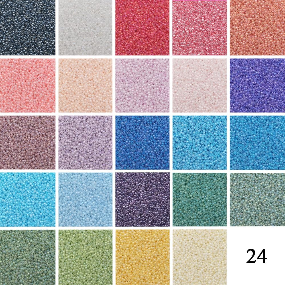 INSPIRELLE Size Almost Uniform 120 Gram 12/0 (2mm) Glass Round Seed Beads for Craft Jewelry Making, 24 Translucent AB Colors - Image 2