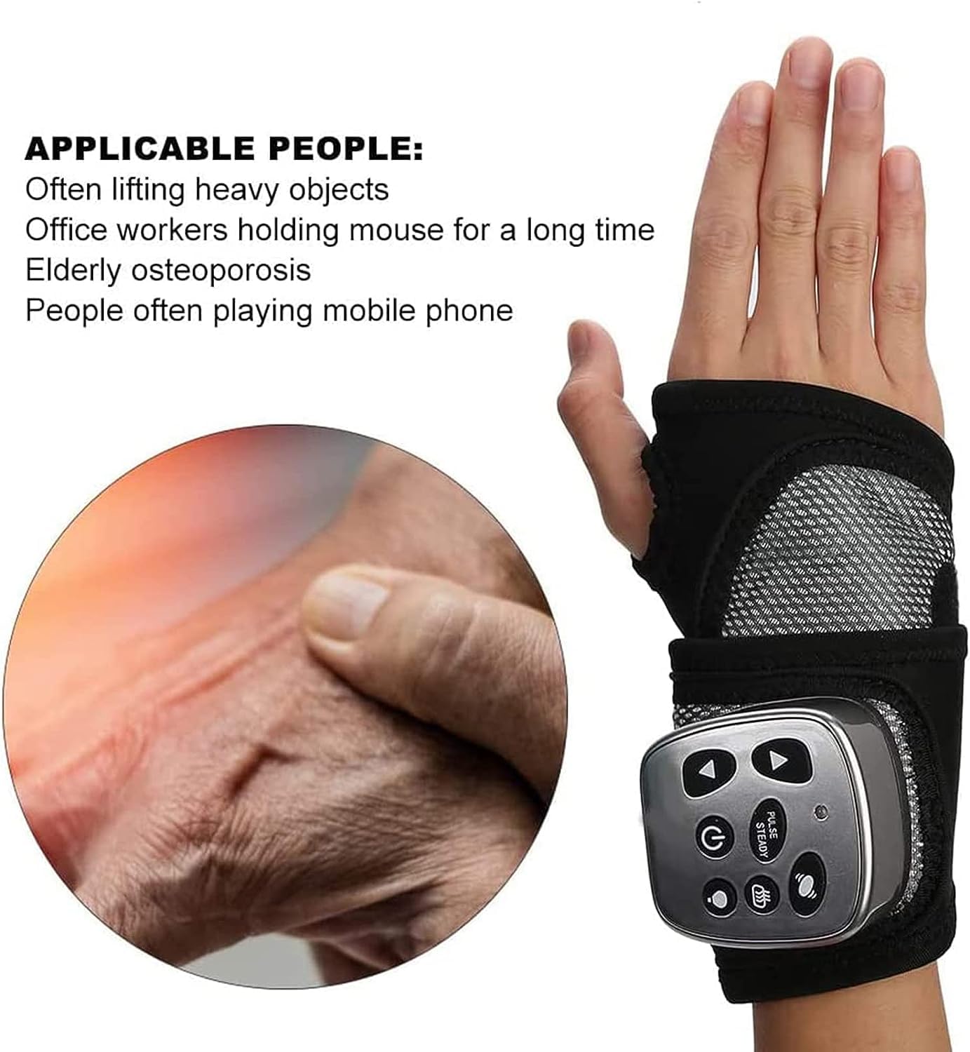 hand massage vibration Electric Hand Massager, Cordless Finger Massage Gift, Warm Heating  Vibration, Airbag Compression, Touchscreen Control main image 0
