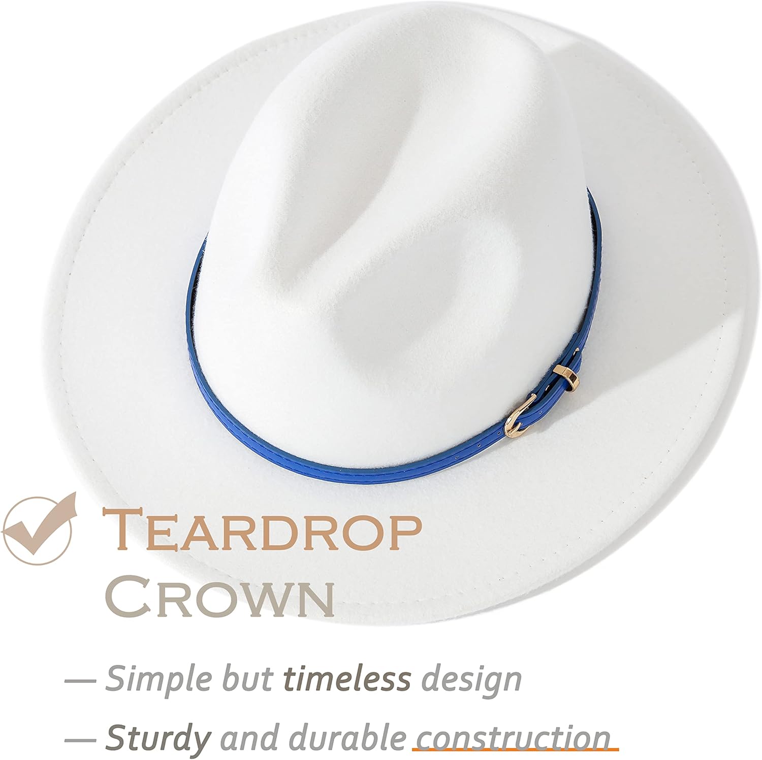 Lisianthus Women White Fedora Wide Brim Panama Hats with Color Belt Buckle - Image 3