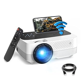Projector 6500Lux Upgraded, Mini Projector 1080P Full HD Supported, Portable Projector 60,000 Hrs Led Lamp Life, Home&Ourdoor Projector, TV Stick/VGA/HDMI/PS4/DVD/AV/TF/USB/Android/iOS