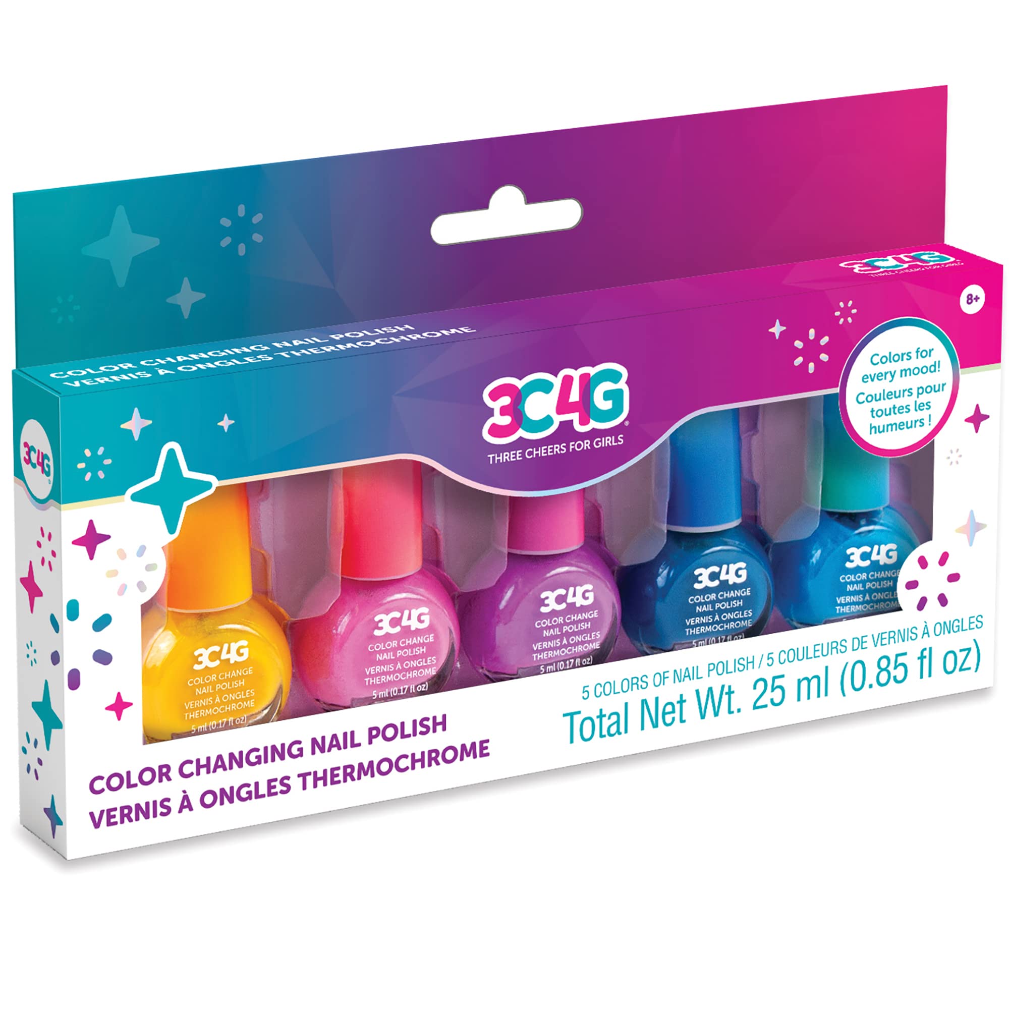 Make It Real 3C4G Color Changing Nail Polish Set (5 × 5 ml, Total 25 ml) – Temperature Sensitive Thermochromic Nail Paints | Long Lasting | Safe, Non-Toxic, Quick-Dry Kids Nail Polish| Fun Gift for Girls
