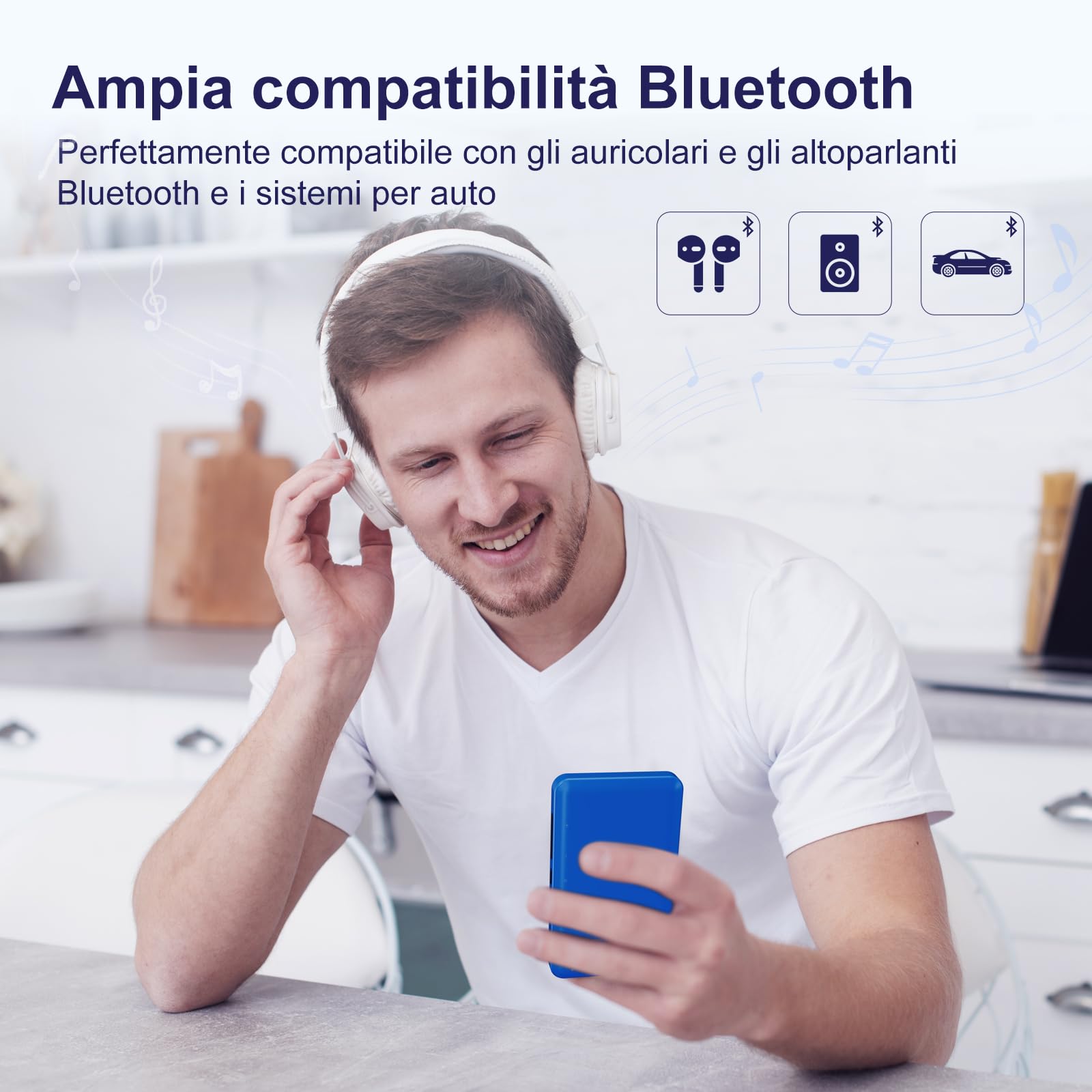 Lettore MP3 da 16 GB con Bluetooth e Wi-Fi, lettore MP3 e MP4 Android con touchscreen da 4 pollici e altoparlante, lettore musicale Spotify da 2000 mAh con Spotify Kids, Audible, Amazon Music